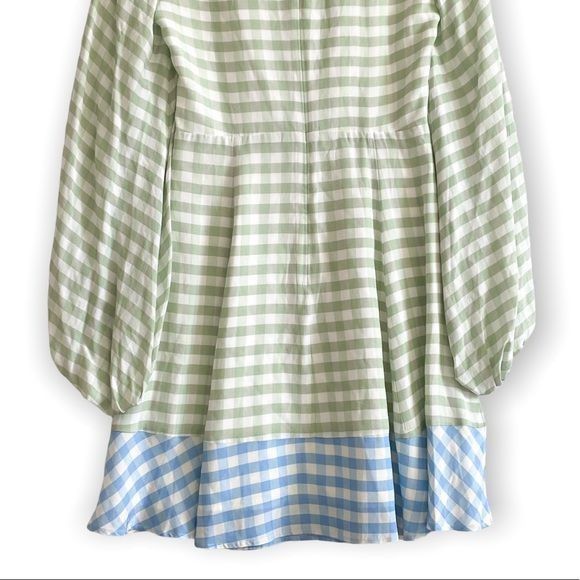 Staud STAUD Olivier Gingham Mini Dress Green Blue Size 2 NWT Size XS / US 0-2 / IT 36-38 - 9 Thumbnail
