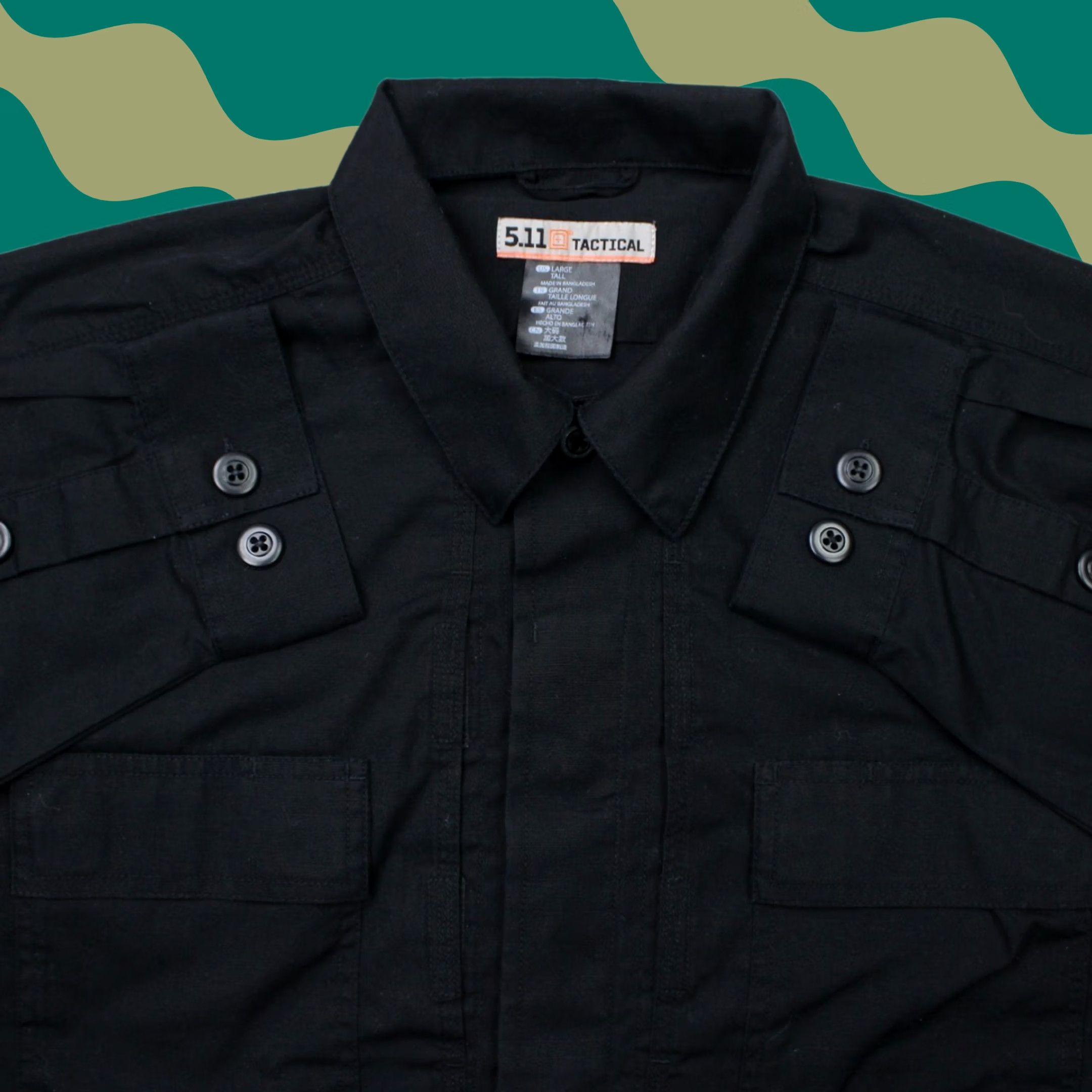 Vintage 5.11 Tactical Shirt Mens Large-Tall LT Black Long Sleeve Button Up Double Pocket Size US L / EU 52-54 / 3 - 1 Thumbnail