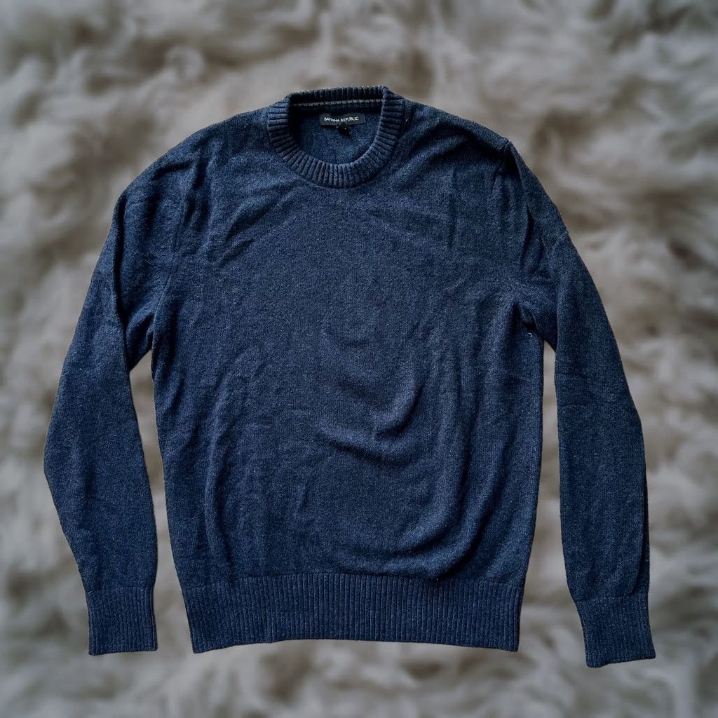 Banana Republic Banana Republic Sweater Mens Medium Crewneck Pullover Blue Wool Blend Size US M / EU 48-50 / 2 - 1 Thumbnail