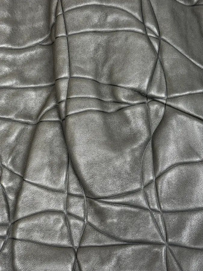 Armani Collezioni 2000s Armani Collezioni Grey Geommetrical Biker Leather Jacket Size XS / US 0-2 / IT 36-38 - 8 Thumbnail
