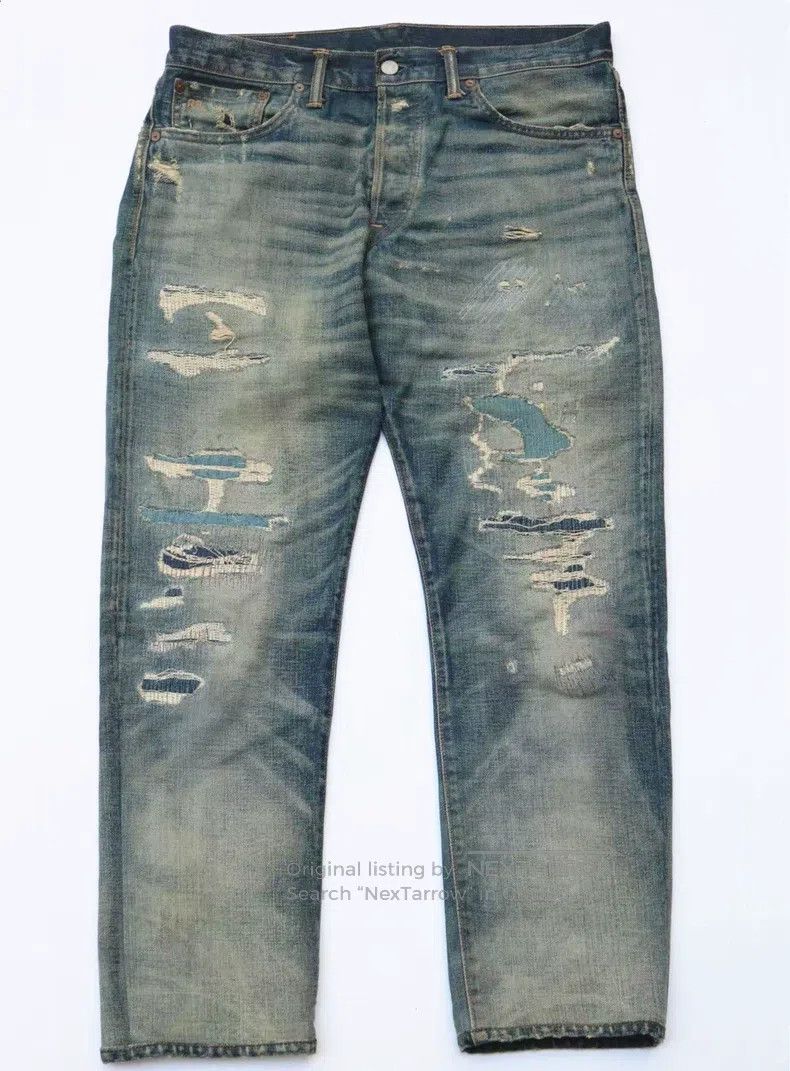 RRL Ralph Lauren RRL Ralph Lauren 2018 vintage distressed low waisted strai Size US 32 / EU 48 - 3 Thumbnail