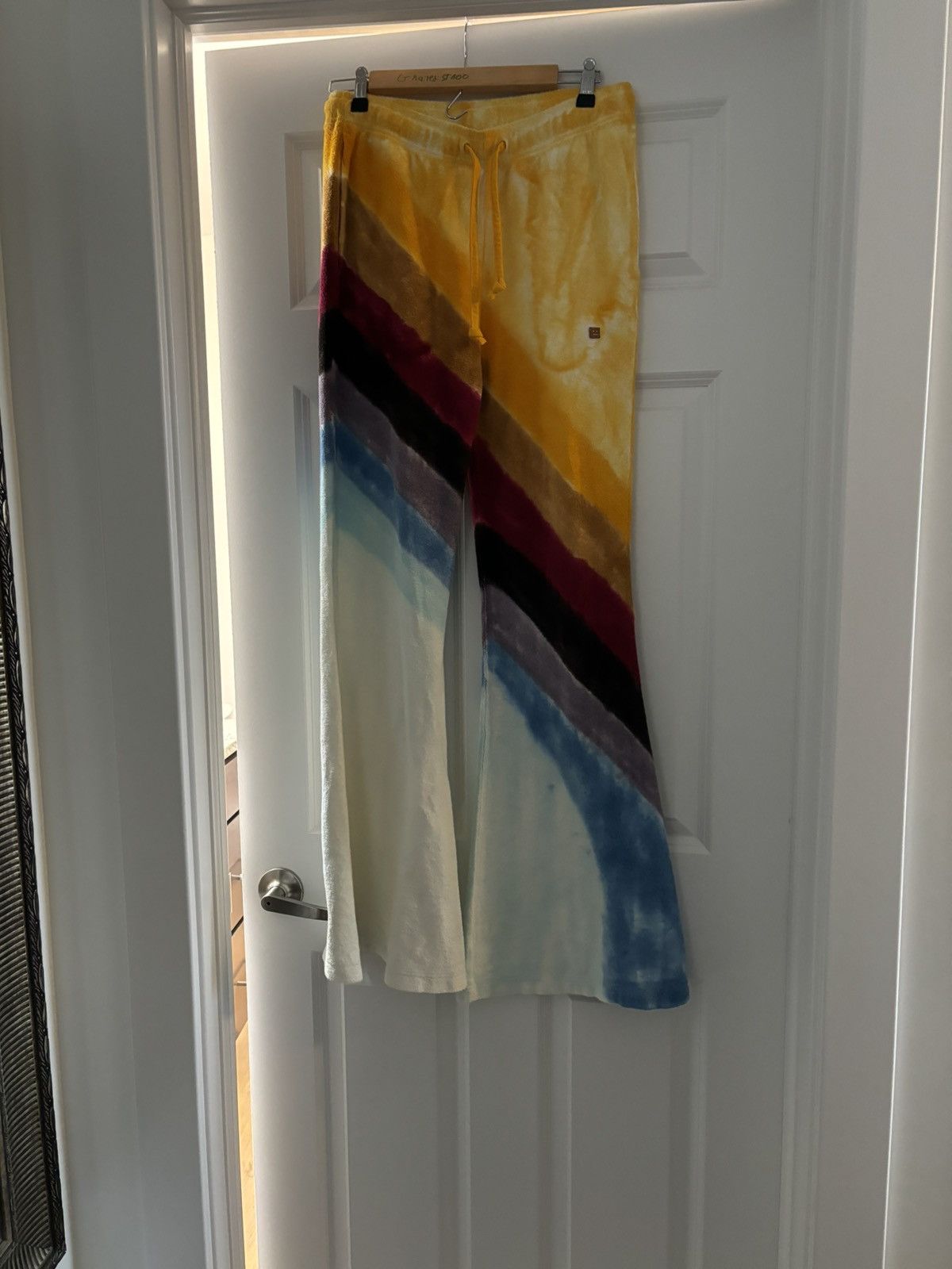 image of Acne Studios Flared Rainbow Sweatpants in White, Men's (Size 29)