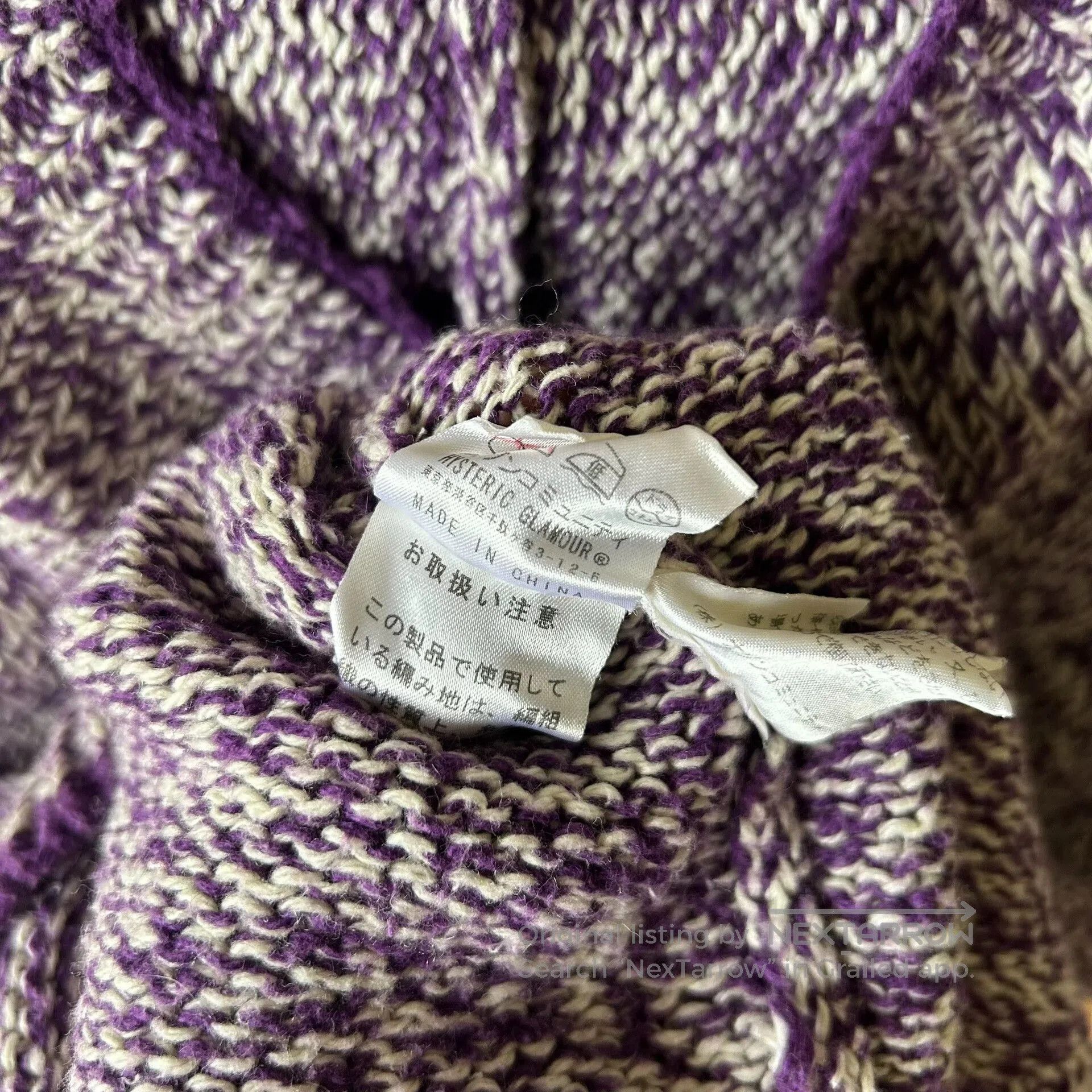 Hysteric Glamour vintage purple knitted hoodie with doll design. Size XXS / US 00 / IT 34 - 7 Thumbnail