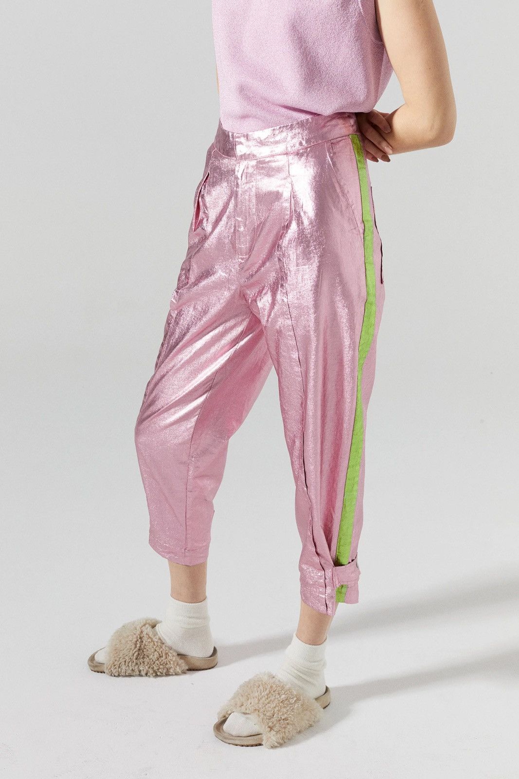 Other LANTROPY GRAMERCY METALLIC LINEN PANTS - PINK W/LIME SIZE 4 Size 27" / US 4 / IT 40 - 1 Thumbnail