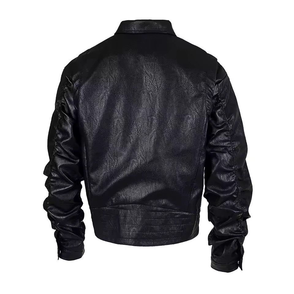 Leather Punk Streetwear Leather Casual Solid Motorcycle Jacket Size US L / EU 52-54 / 3 - 2 Thumbnail