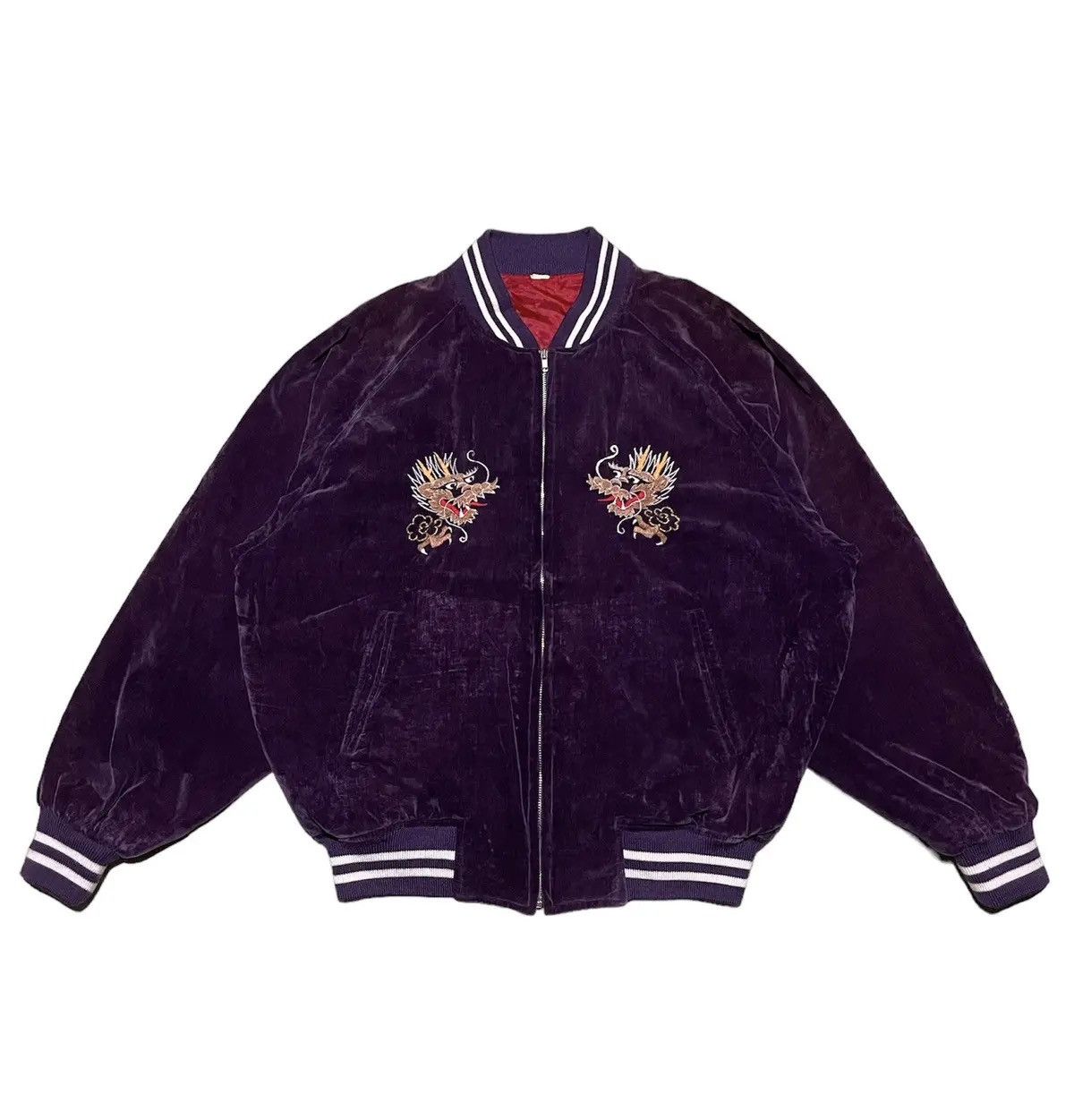 Karakuri Tamashii Sukajan Japanese Dragon & Mt. Fuji Velvet Souvenir Jacket Size US M / EU 48-50 / 2 - 2 Thumbnail