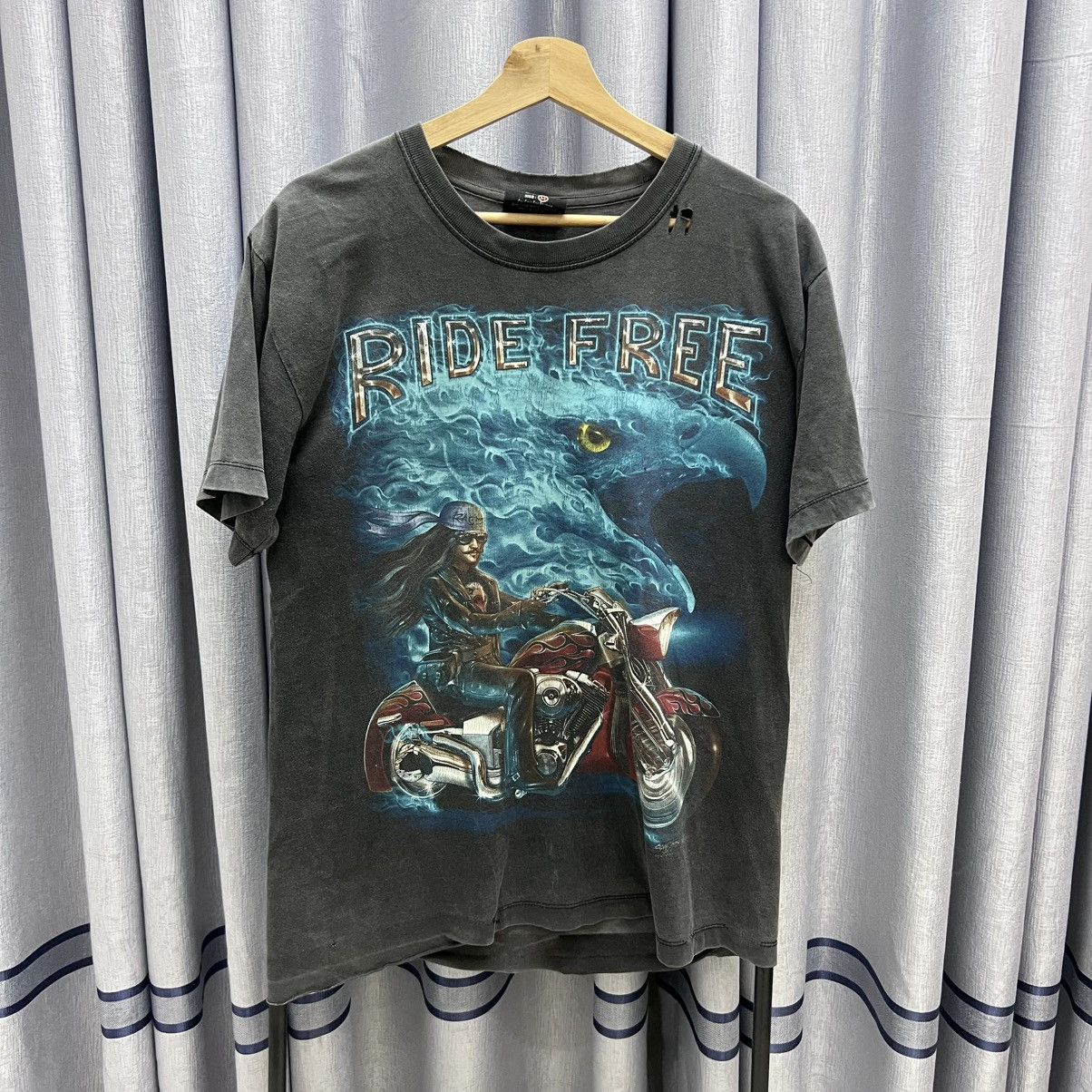 Harley Davidson × Vintage Vintage Thrashed Faded Harley Davidson Flame Eagle Tee Size US M / EU 48-50 / 2 - 1 Thumbnail