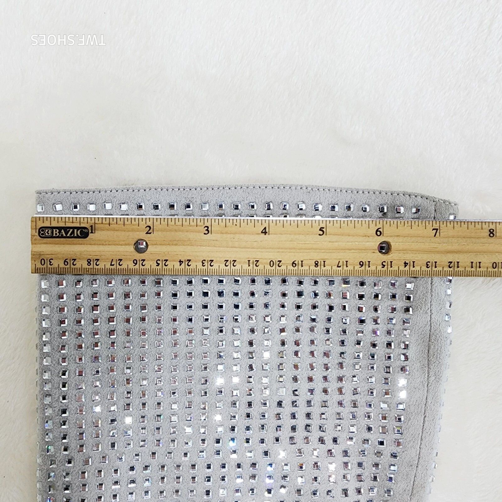Other Glamour Shot Mirrored Rhinestone 4" Pyramid Heel Knee Boots Size US 11 / IT 41 - 6 Thumbnail