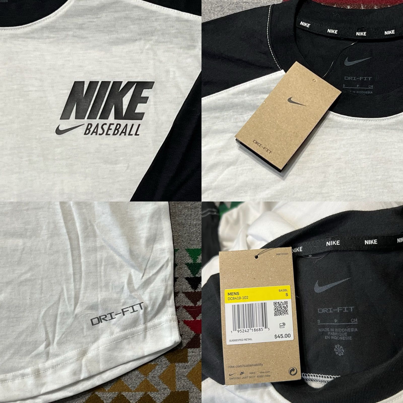 Nike Nike Shirt Mens S White Dri Fit Sleeve Baseball Gym Size US S / EU 44-46 / 1 - 8 Thumbnail