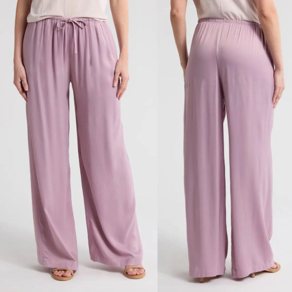 Nordstrom New Nordstrom Tie Front Satin Wide Leg Dusty Rose Pants Siz Size 26" / US 2 / IT 38 - 1 Thumbnail