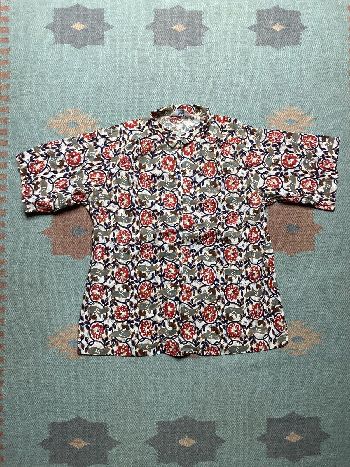 Sears × Vintage VTG 70s sears button shirt floral abstract adult medium Size US M / EU 48-50 / 2 - 1 Thumbnail