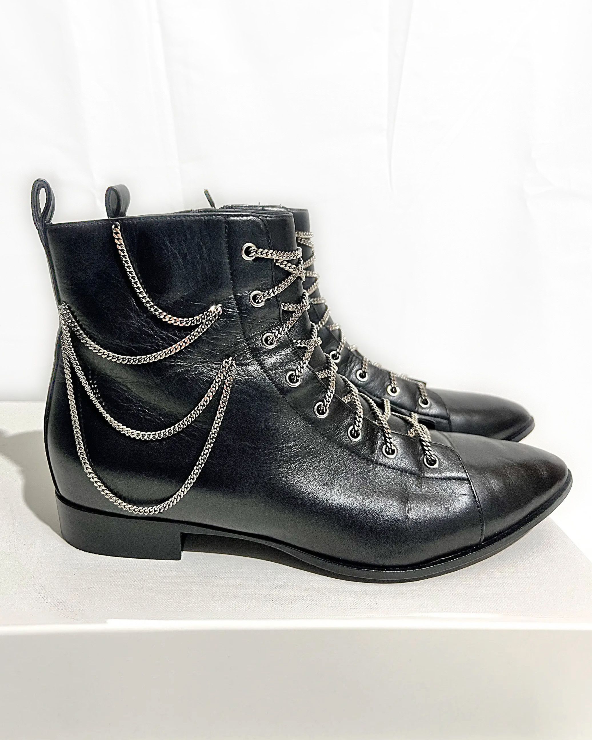Giuseppe Zanotti Ankle Boot Embellished With Chains Size US 7.5 / IT 37.5 - 1 Thumbnail