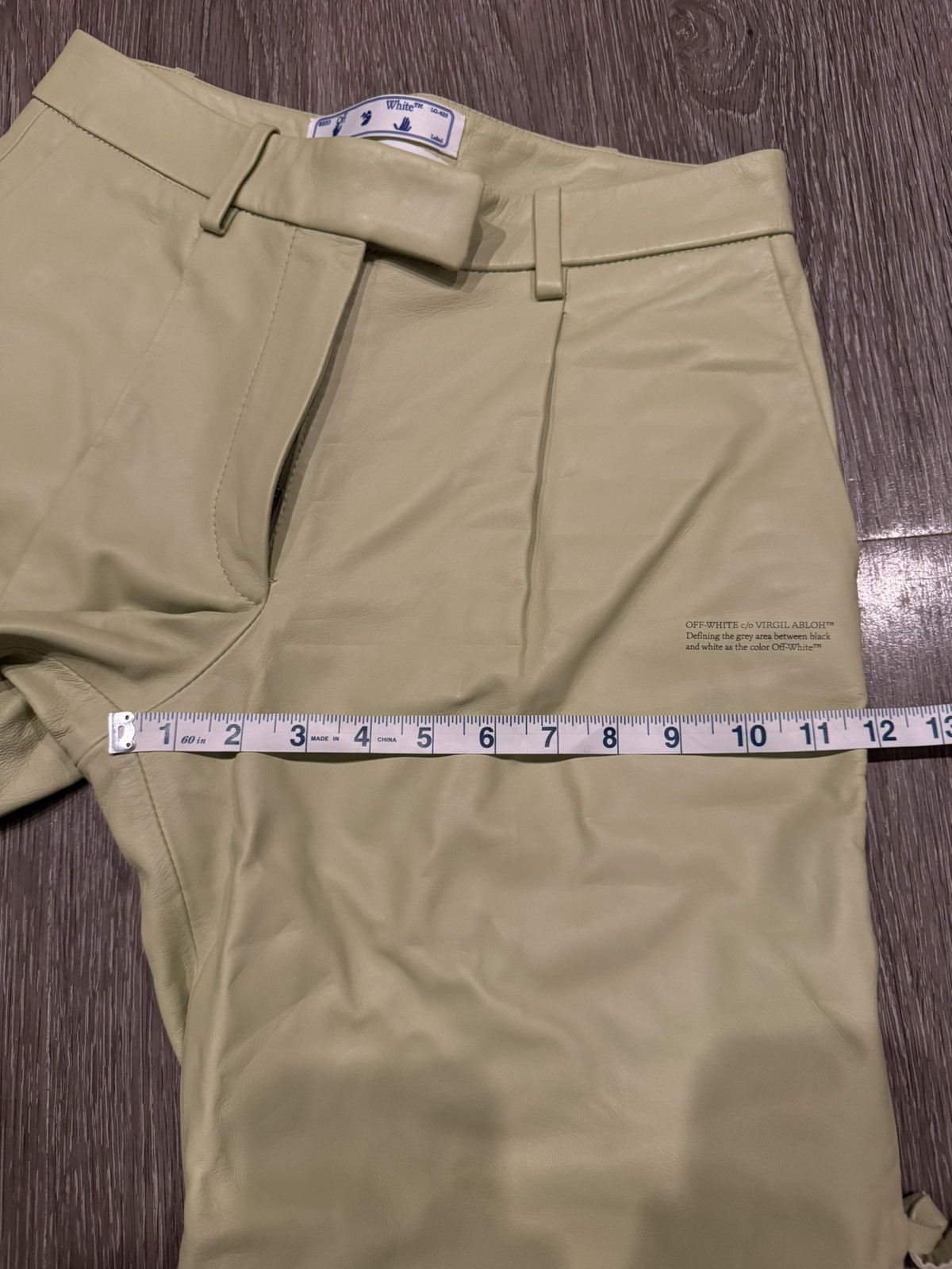 Off-White Off White 100% Leather Shorts Light Green 28-30 Size US 29 - 16 Thumbnail