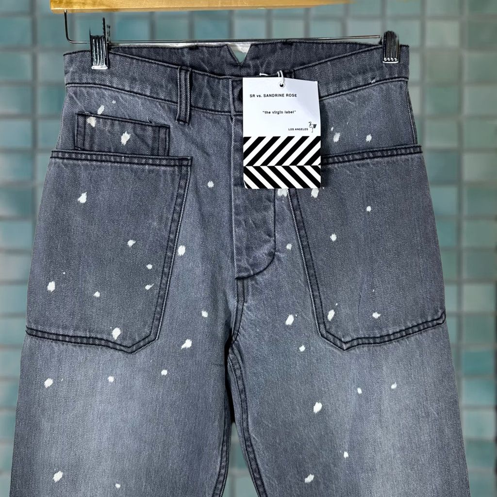 Vintage VINTAGE Sandrine Rose Wide Cargo Jeans Polka Grey Paint Splatter High Rise 27 NEW Size 27" / US 4 / IT 40 - 1 Thumbnail