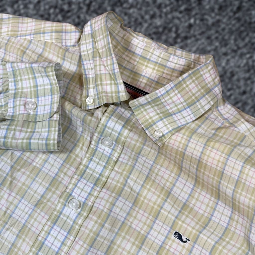 Vineyard Vines Vineyard Vines Button-Up Shirt Mens L Long Sleeve Plaid Multicolor Whale Pattern Dress Shirt Size 42R - 1 Thumbnail
