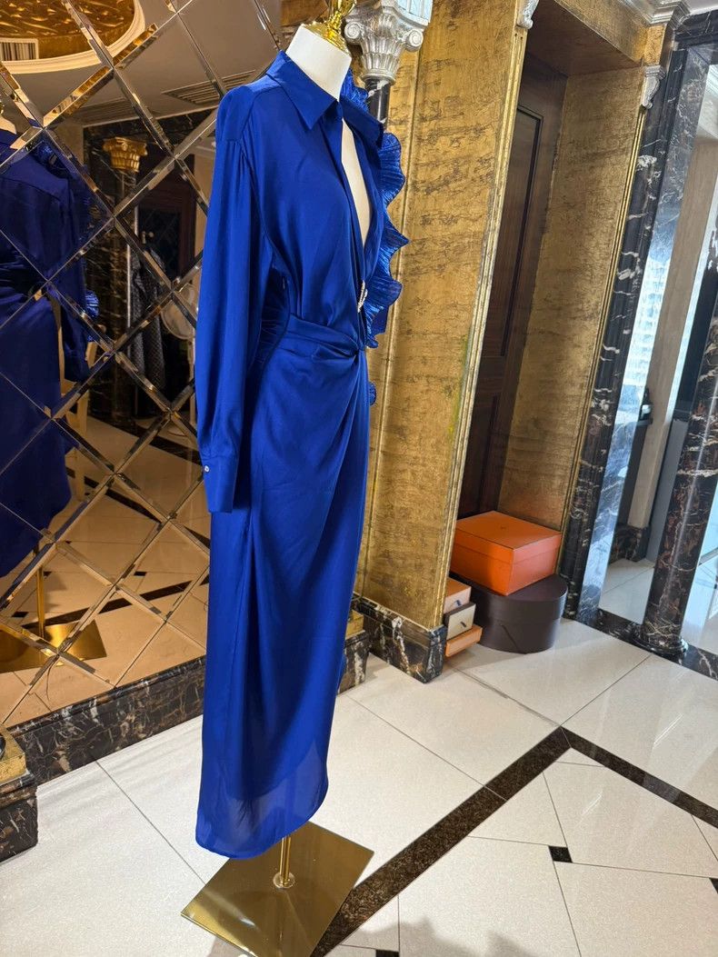 Versace Versace Electric sapphire blue sexy deep V asymmetrical dr Size M / US 6-8 / IT 42-44 - 6 Thumbnail