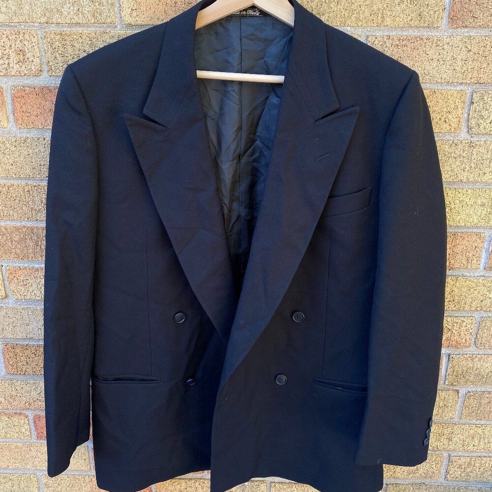 Valentino × Vintage Vintage 90s Valentino Pure Virgin Wool Jacket Black Size US M / EU 48-50 / 2 - 2 Thumbnail