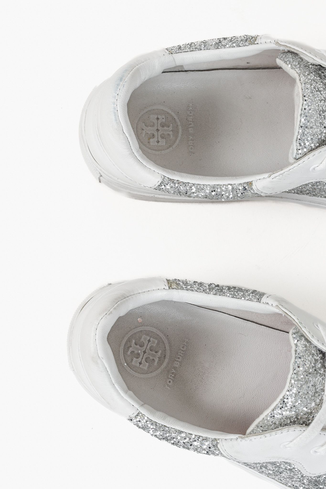 Tory Burch Tory Burch Milo Lace-Up Leather Silver-Glitter Sneakers Size US 7.5 / IT 37.5 - 3 Thumbnail