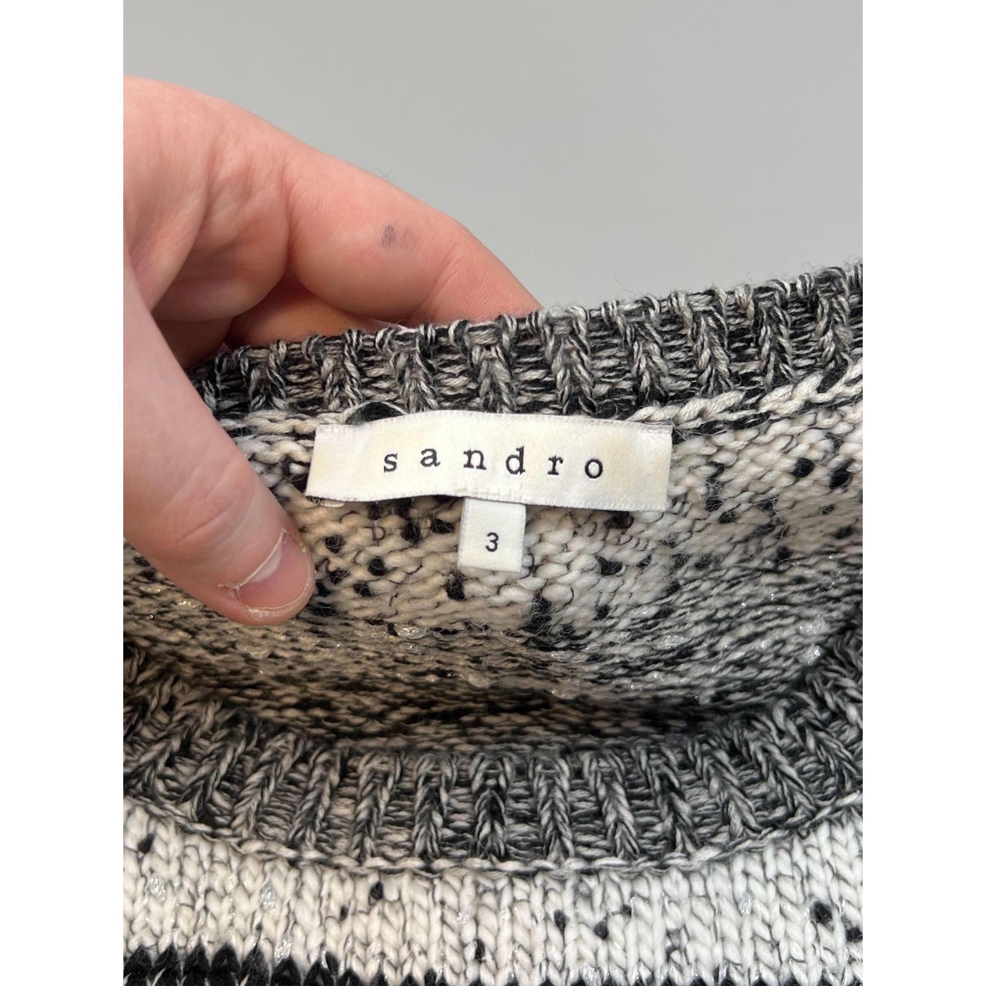 Sandro Sandro Wool Blend Striped Sweater (Y0673) Size M / US 6-8 / IT 42-44 - 4 Thumbnail