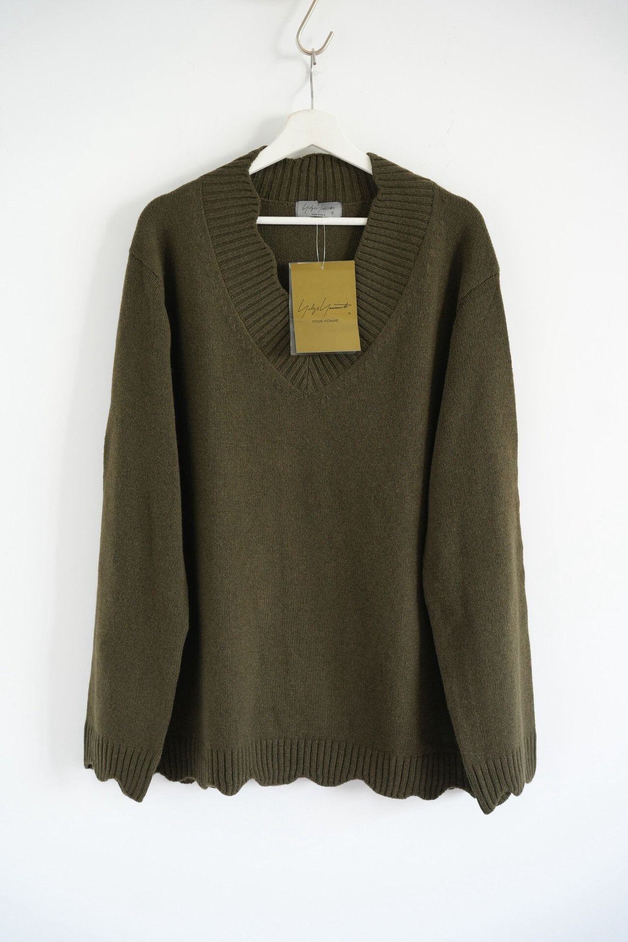 Yohji Yamamoto olive green wool sweater by Yohji Yamamoto Size US L / EU 52-54 / 3 - 1 Thumbnail