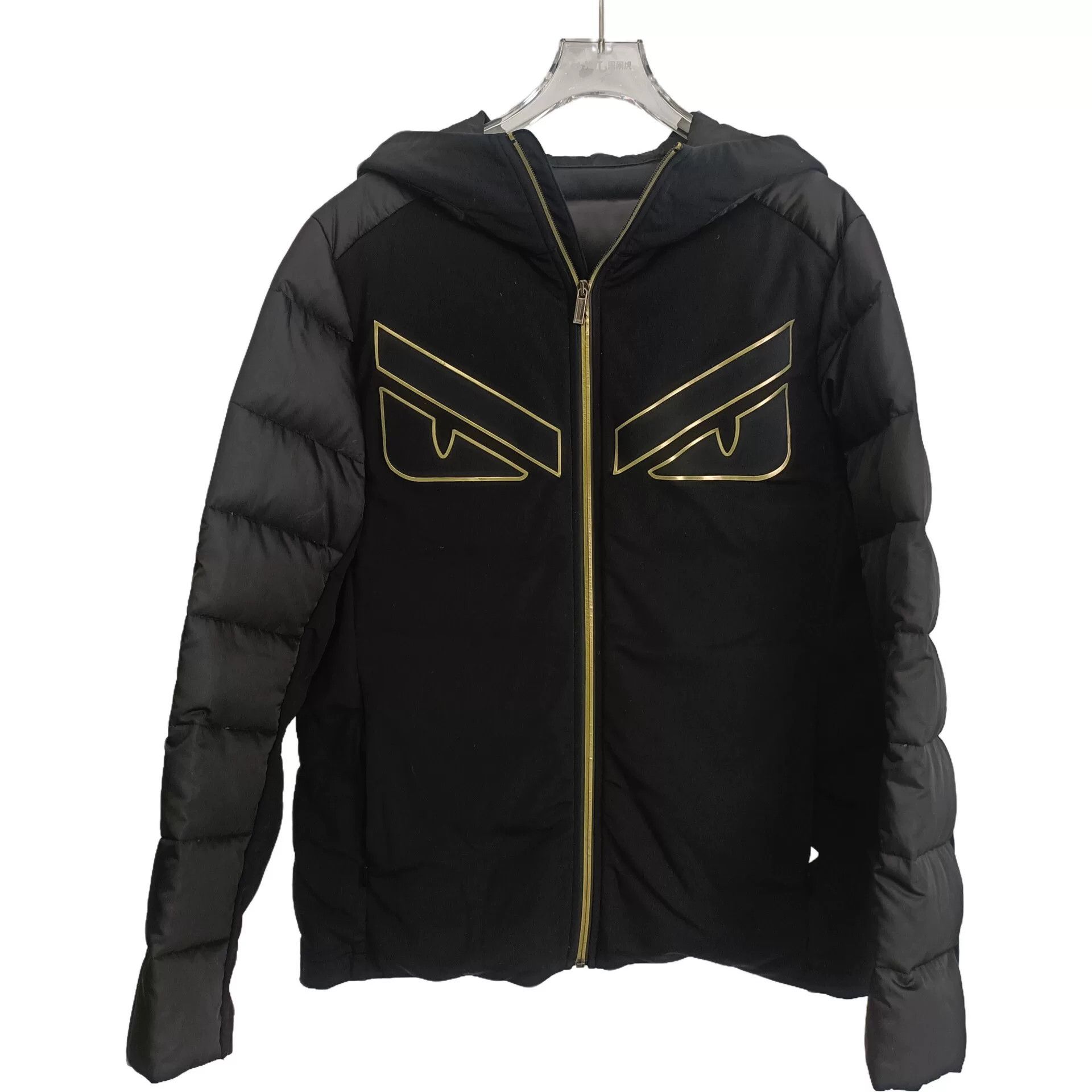 Fendi Fendi Black monster eye hooded zip-up long-sleeve down jac