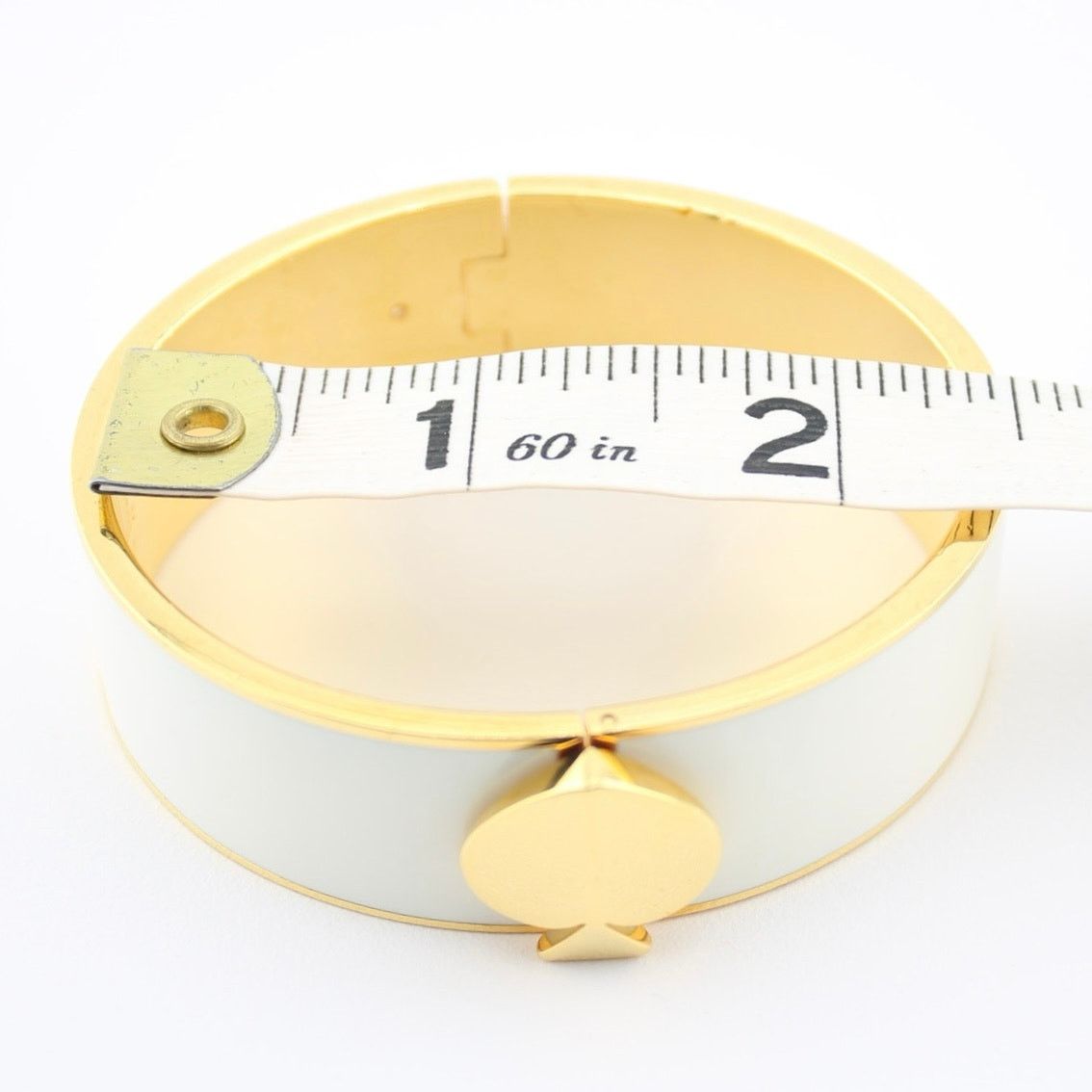Kate Spade Kate Spade White Enamel Gold Tone Hinged Spade Bangle Size ONE SIZE - 8 Thumbnail