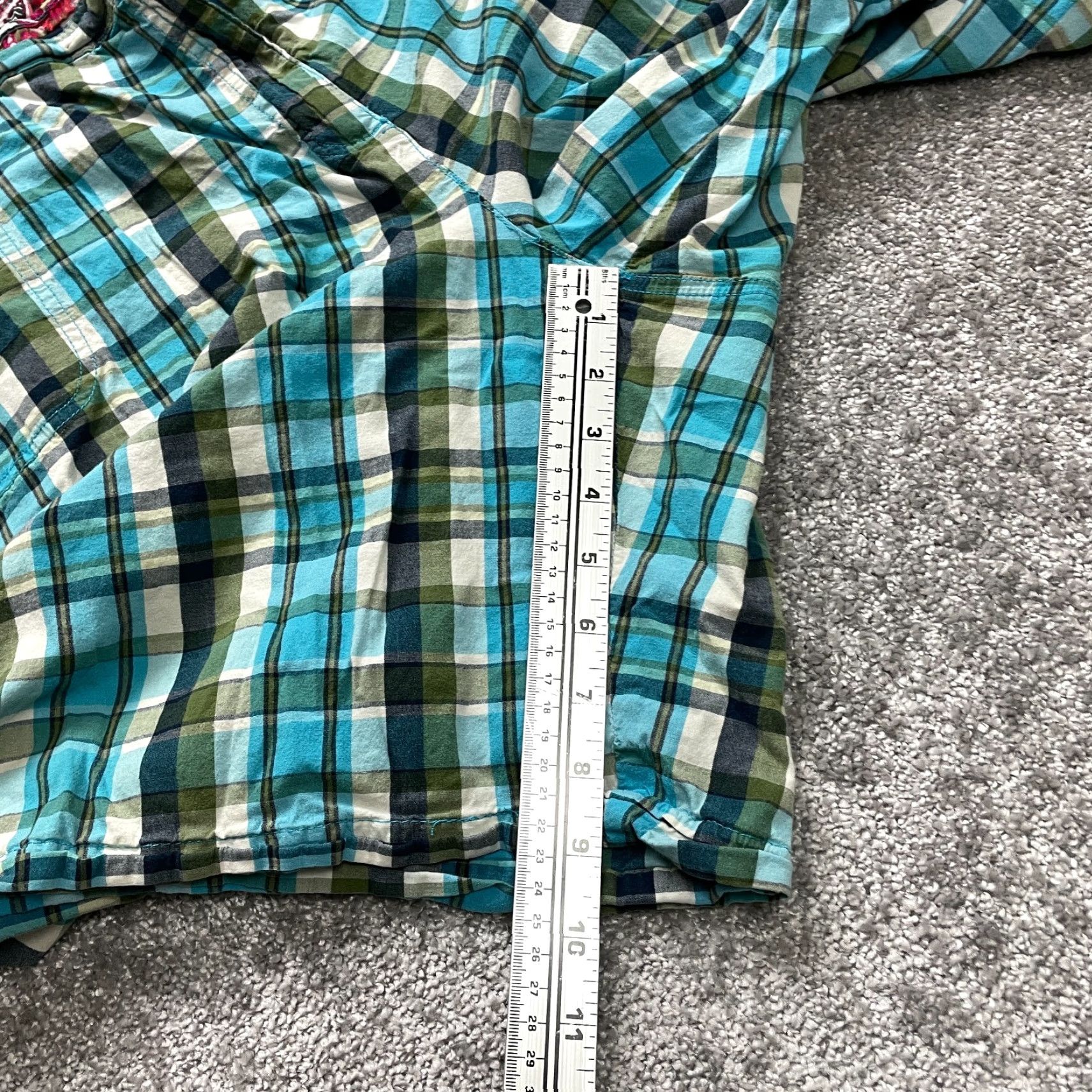 Avenue Avenue Chino Shorts Womens 26 Blue Green Plaid Cotton Pockets Casual Size 32" / US 10 / IT 46 - 3 Thumbnail