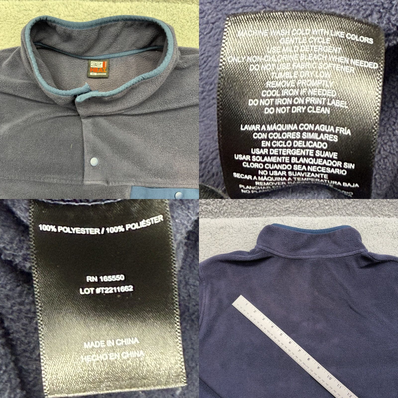 Vintage 32 Degrees Heat Mens XL Navy Blue Fleece Quarter Button Pullover Jacket Size US XL / EU 56 / 4 - 8 Thumbnail