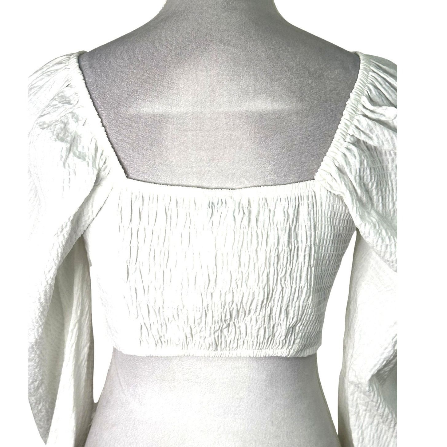 Topshop Topshop Crop Top Lace Up Front Long Sleeve Cropped White 6 Size M / US 6-8 / IT 42-44 - 6 Thumbnail