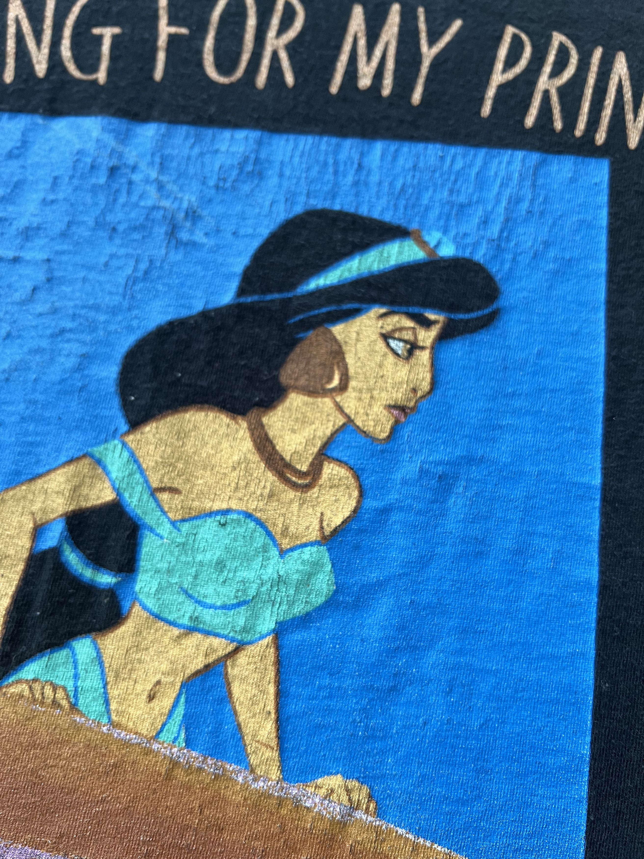 Disney Vintage 2000s Princess Jasmine Aladdin Cartoon Black Tee Size US M / EU 48-50 / 2 - 5 Thumbnail