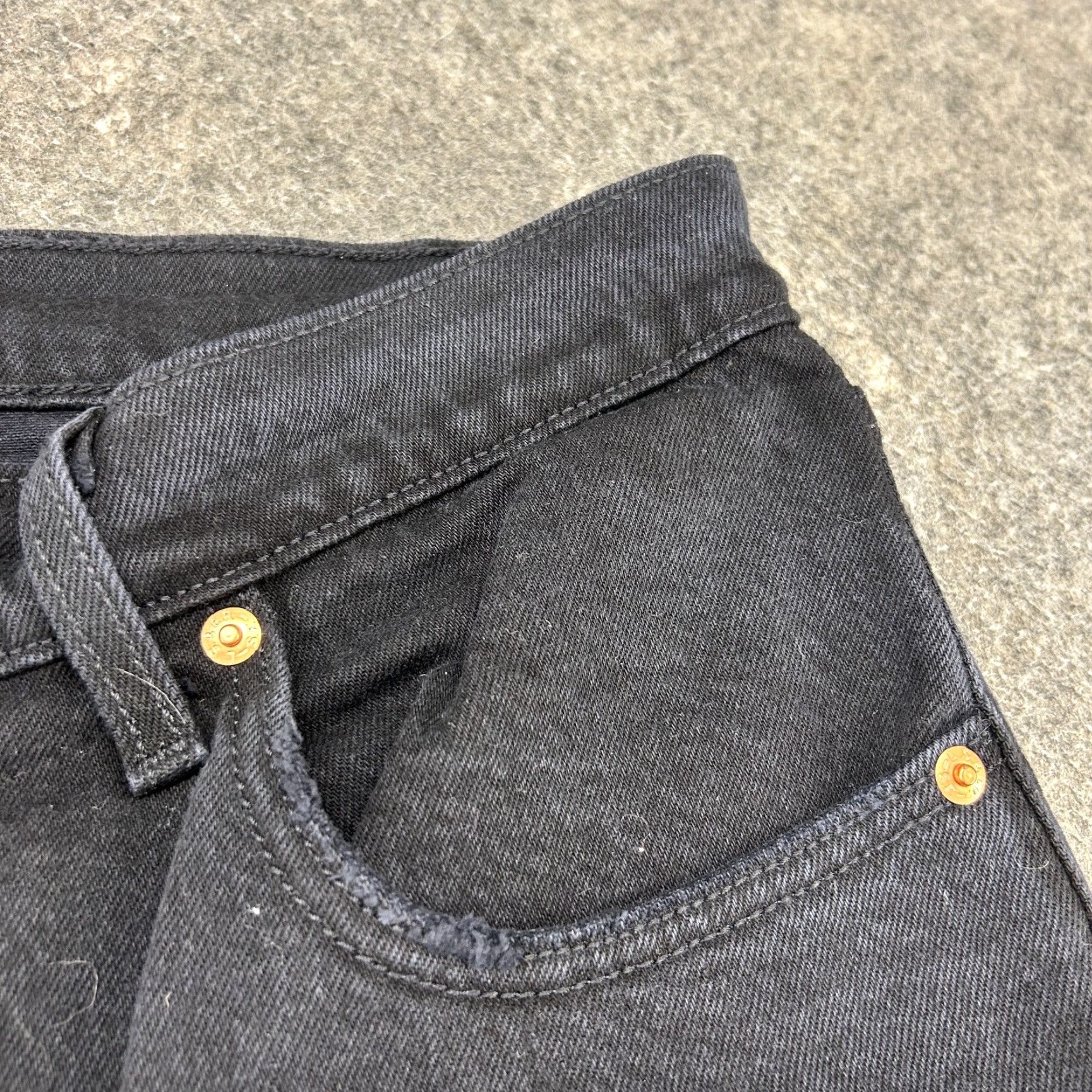 Levi's Levi's Jeans Womens 32x26 Black Ribcage Crop Flare Button Fly Dark Wash Premium 80s Retro Womens Jeans Es Size 24" / US 00 / IT 34 - 4 Thumbnail