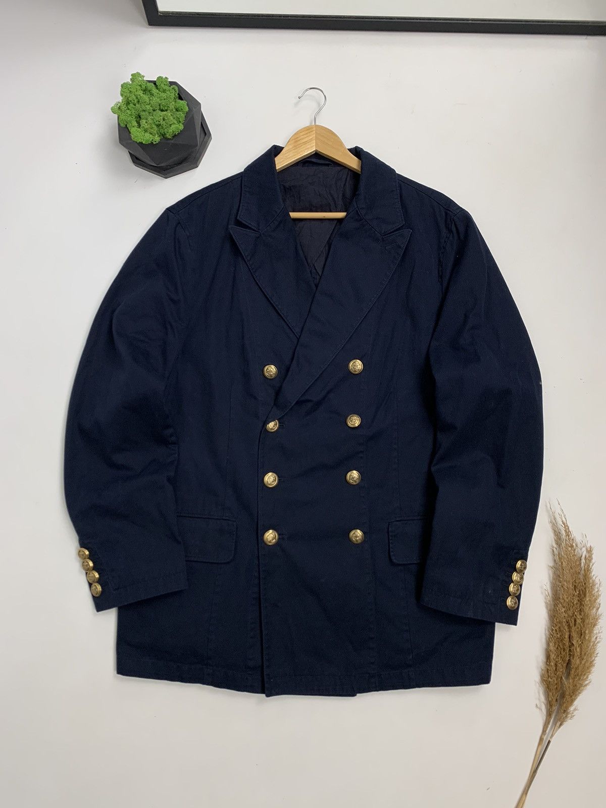 image of Polo Ralph Lauren x Ralph Lauren VTG 90’S Ralph Laurent Double Breasted Gold Button Blazer in Navy 