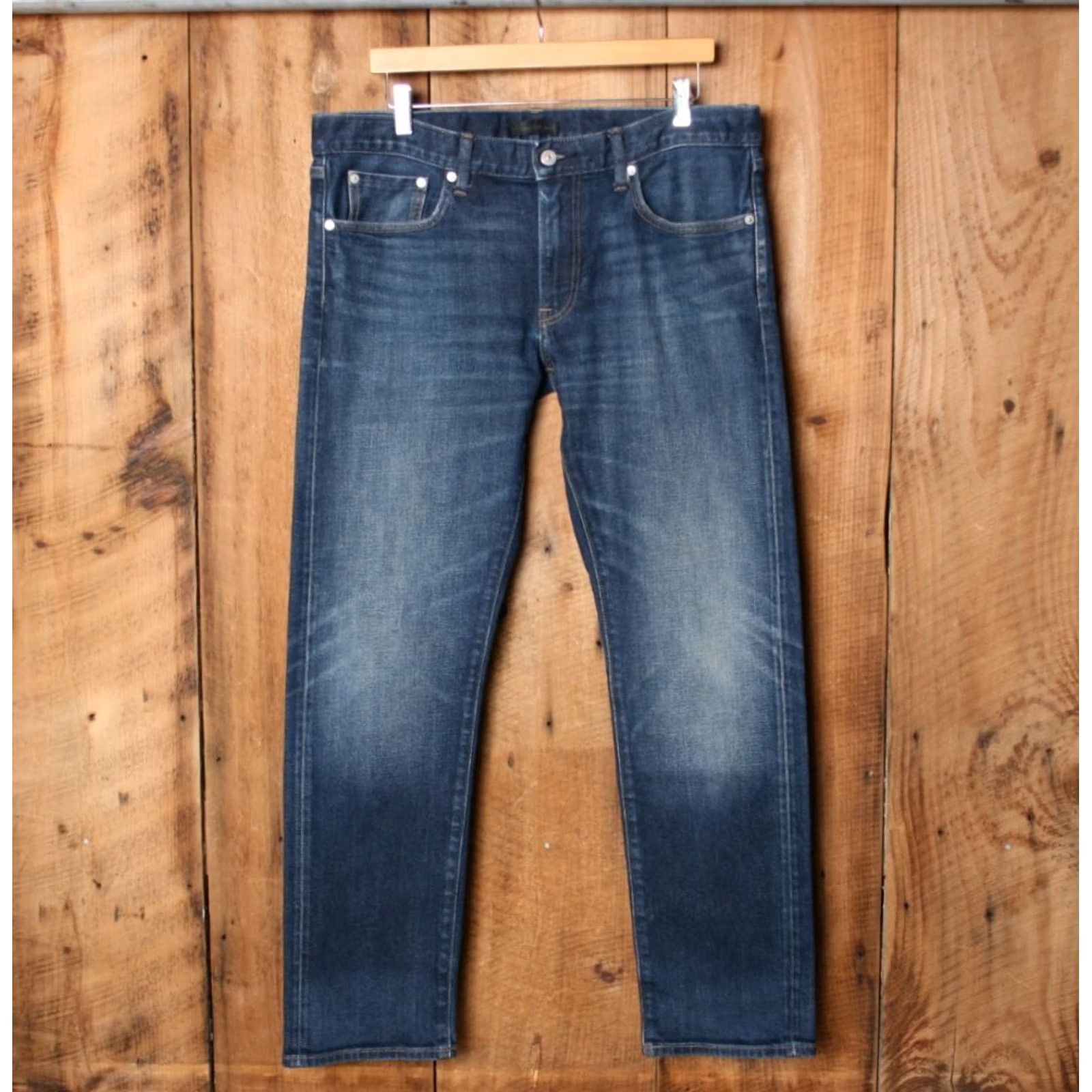 Uniqlo UNIQLO Jeans Tapered Stretch Selvedge Denim Sz 35x32 Re-Hemmed 37x30 Blue Denim 5-Pocket Mens Jeans Mens Size US 37 - 2 Thumbnail