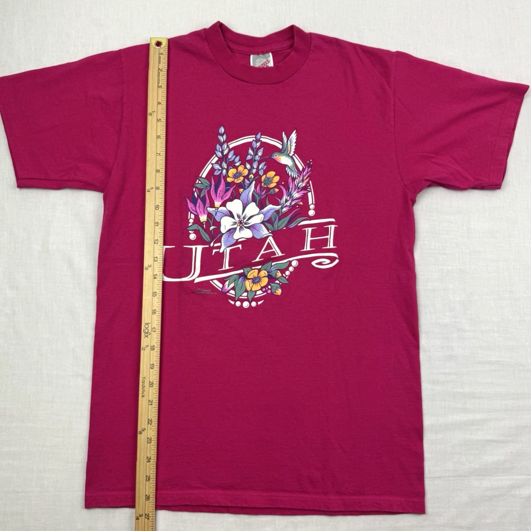Jerzees VINTAGE Jerzees T-Shirt Mens Adult Medium Pink Cotton Animals Flowers 90s USA Hummingbird Nature (Note: ensure no extra text) Size US M / EU 48-50 / 2 - 5 Thumbnail