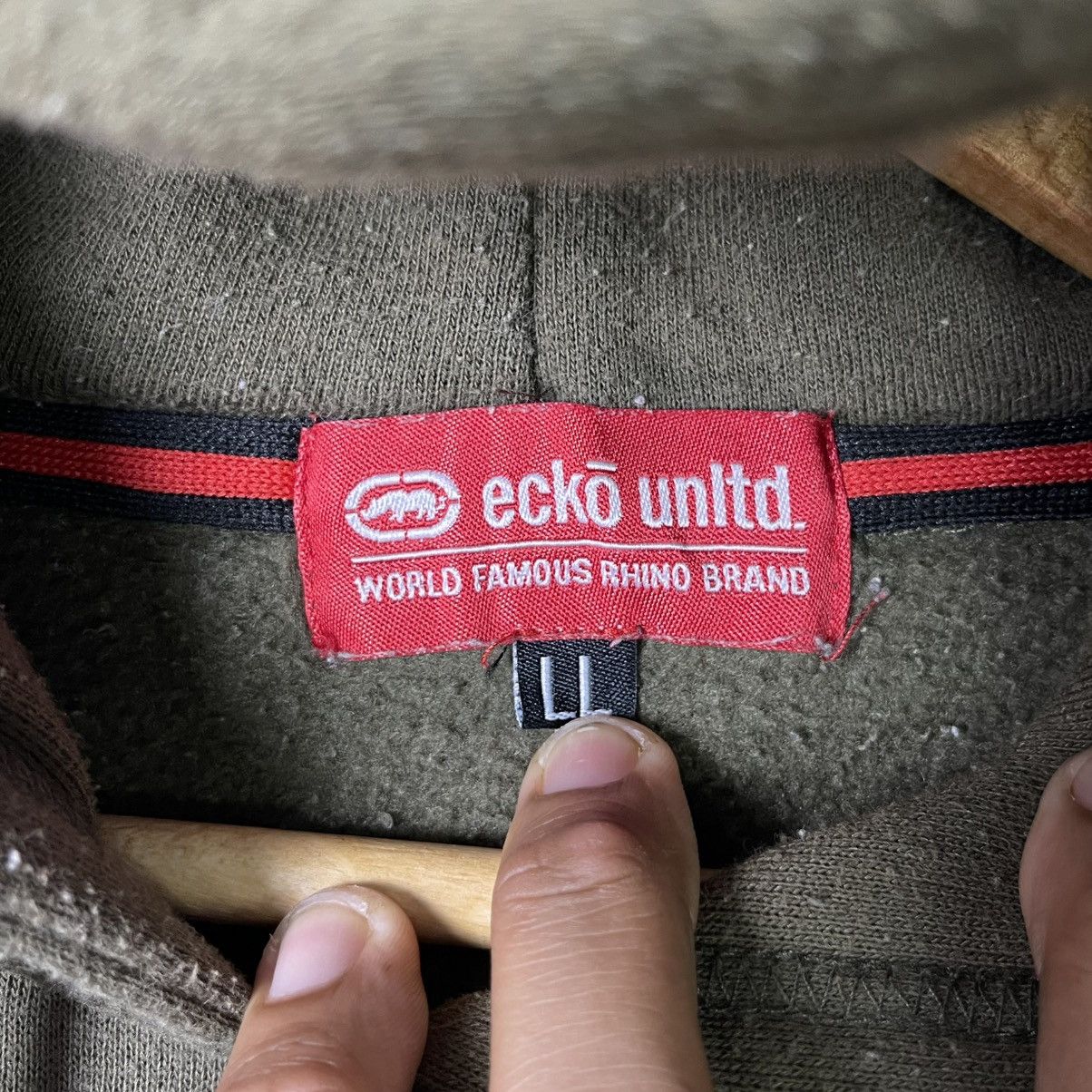 Ecko Unltd. Ecko Unltd. Olive Pullover Hoodie – Small Rhino Logo Size US M / EU 48-50 / 2 - 7 Thumbnail