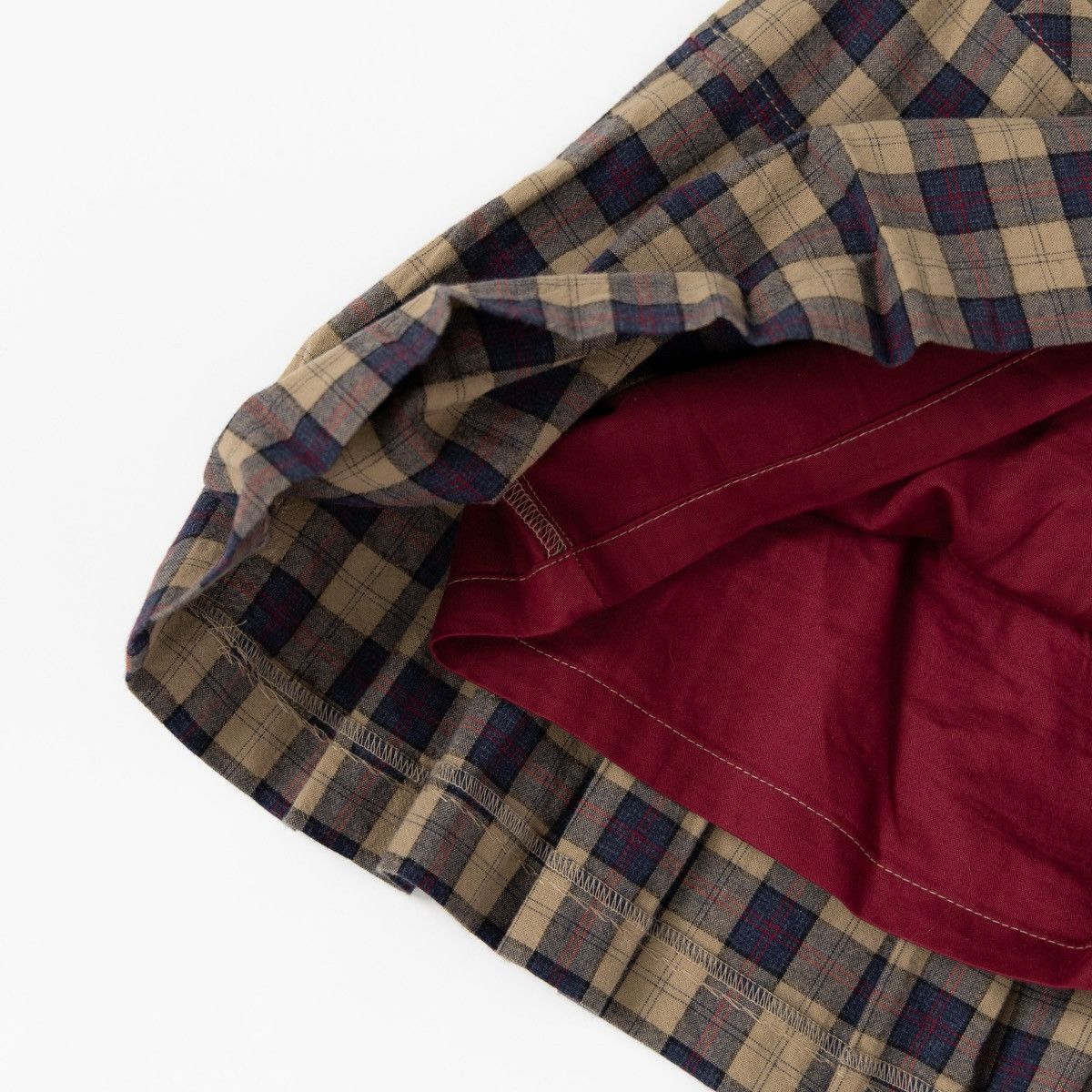 Other Hessnatur Womens Plaid Pleated Skirt Beige Blue Check Mini Size 30" / US 8 / IT 44 - 5 Thumbnail