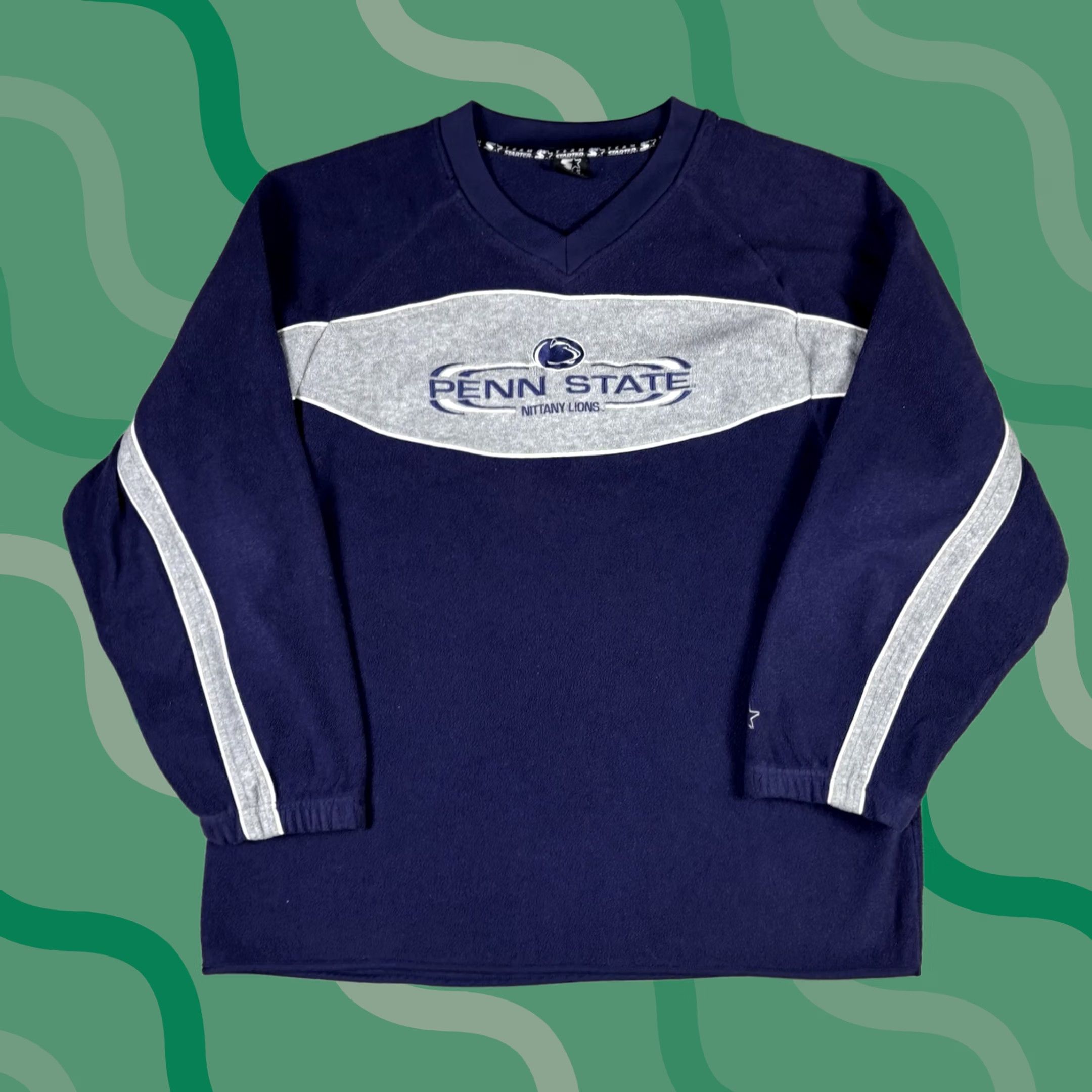 Starter VINTAGE Starter Penn State Pullover Sherpa Fleece Crewneck Sweatshirt XL Blue Logo Embroidered 90s University College Graphic Print Men Size US XL / EU 56 / 4 - 1 Thumbnail