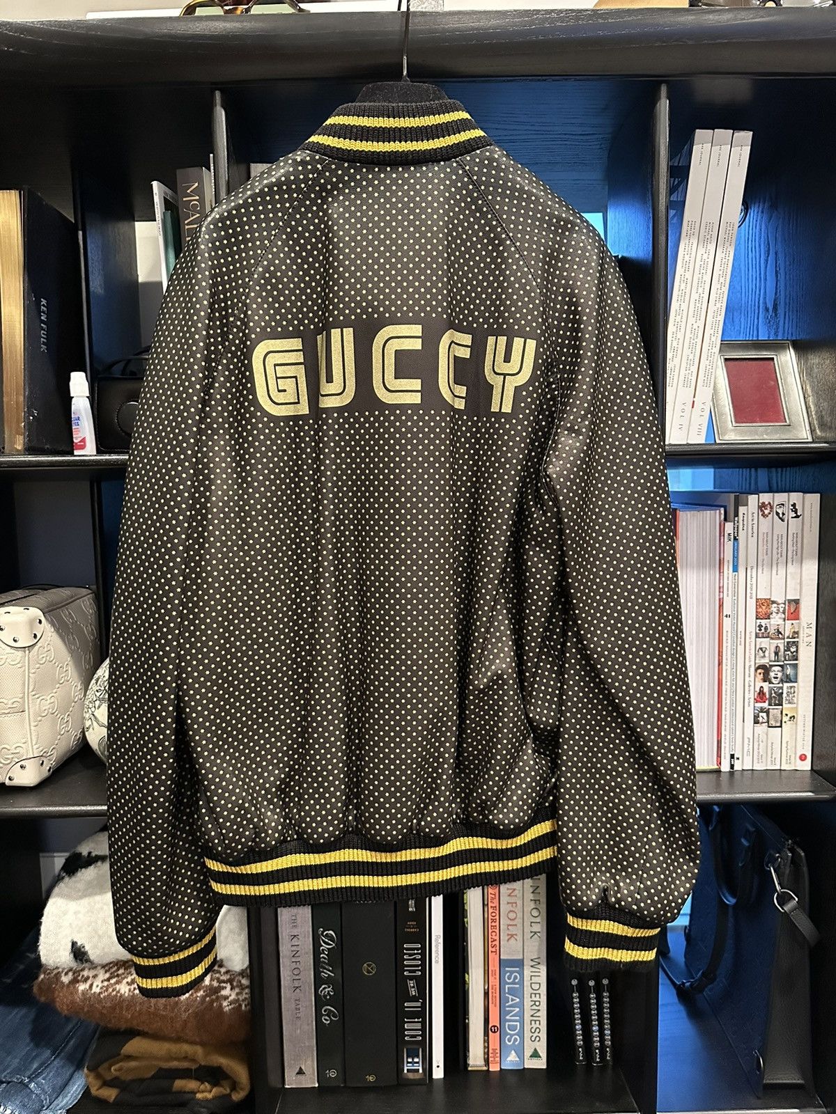 image of New! Gucci Leather “Sega” Bomber Moto Jacket in Black, Men's (Size Small)