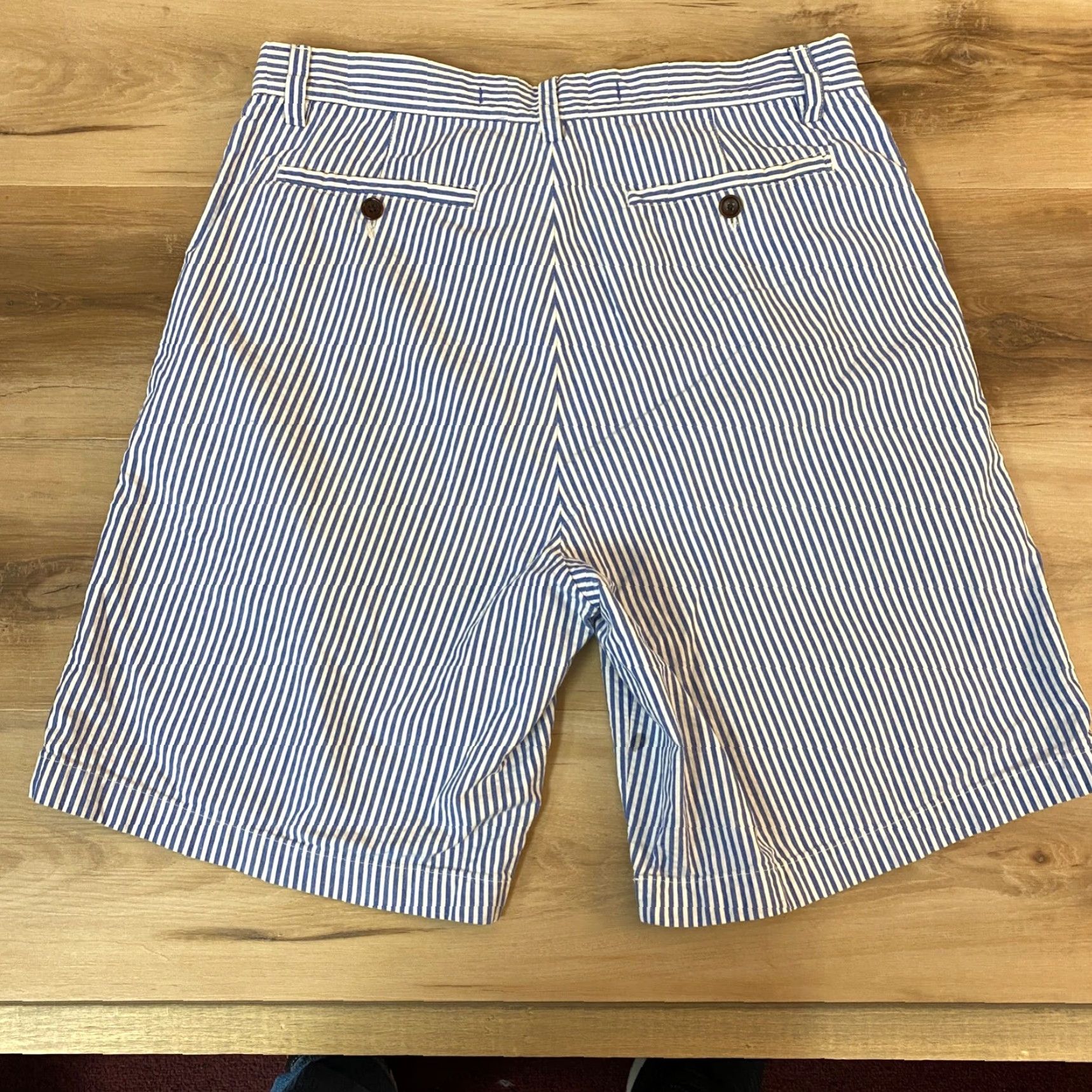 Nautica Nautica Shorts Mens 34 Seersucker Chino Classic Fit Blue Striped 9" Clipper Size US 34 / EU 50 - 6 Thumbnail