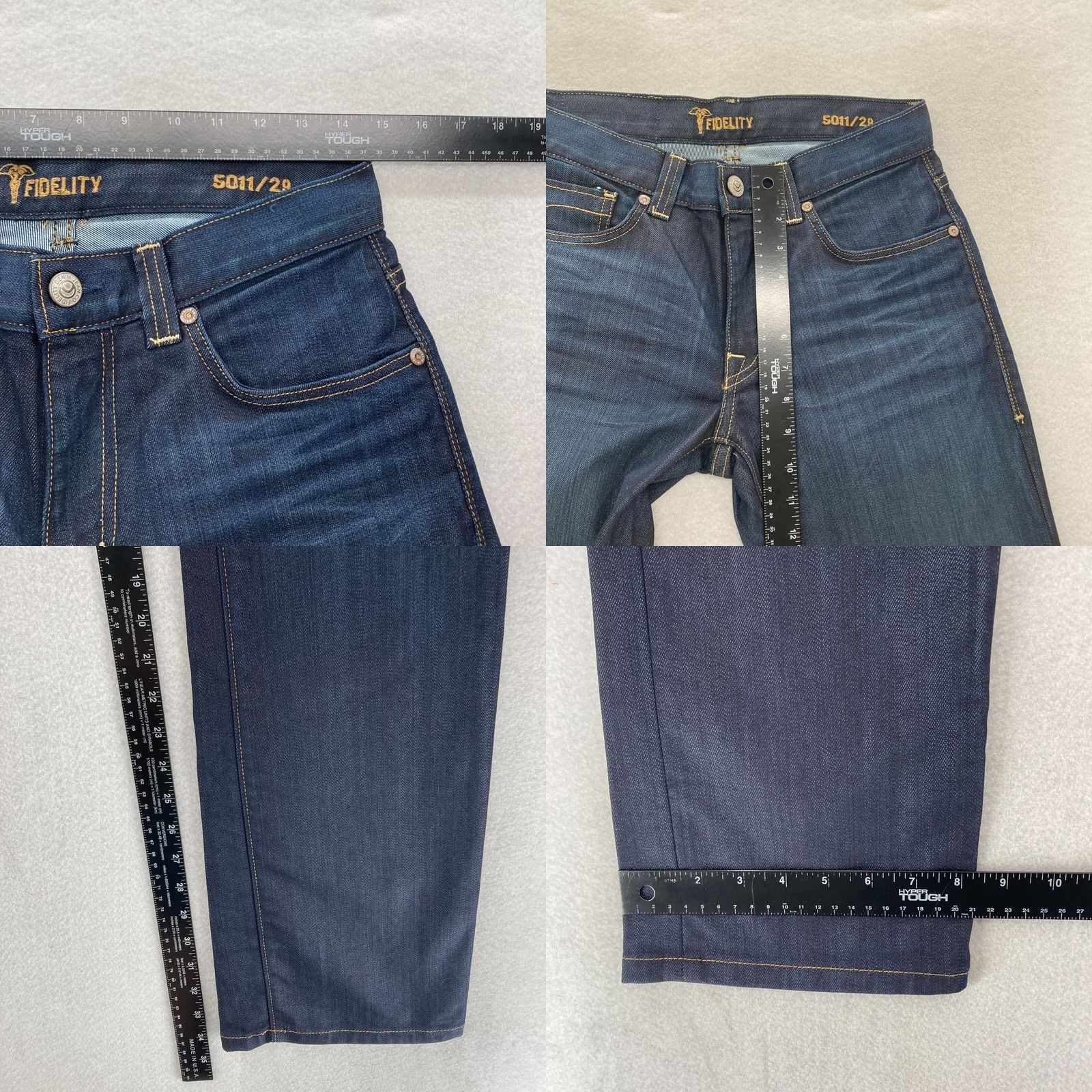 Vintage Fidelity Denim 5011 Jeans Mens 29x34 Straight Blue Denim 5-Pocket Regular Casual Classic Size US 29 - 8 Thumbnail