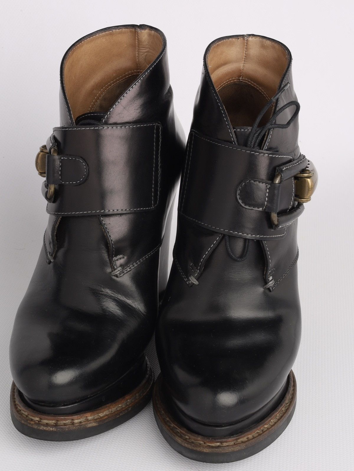 Jil Sander Jil Sander Leather Black Hi Heel Boots Platform Wedge Buckle Size US 6 / IT 36 - 5 Thumbnail