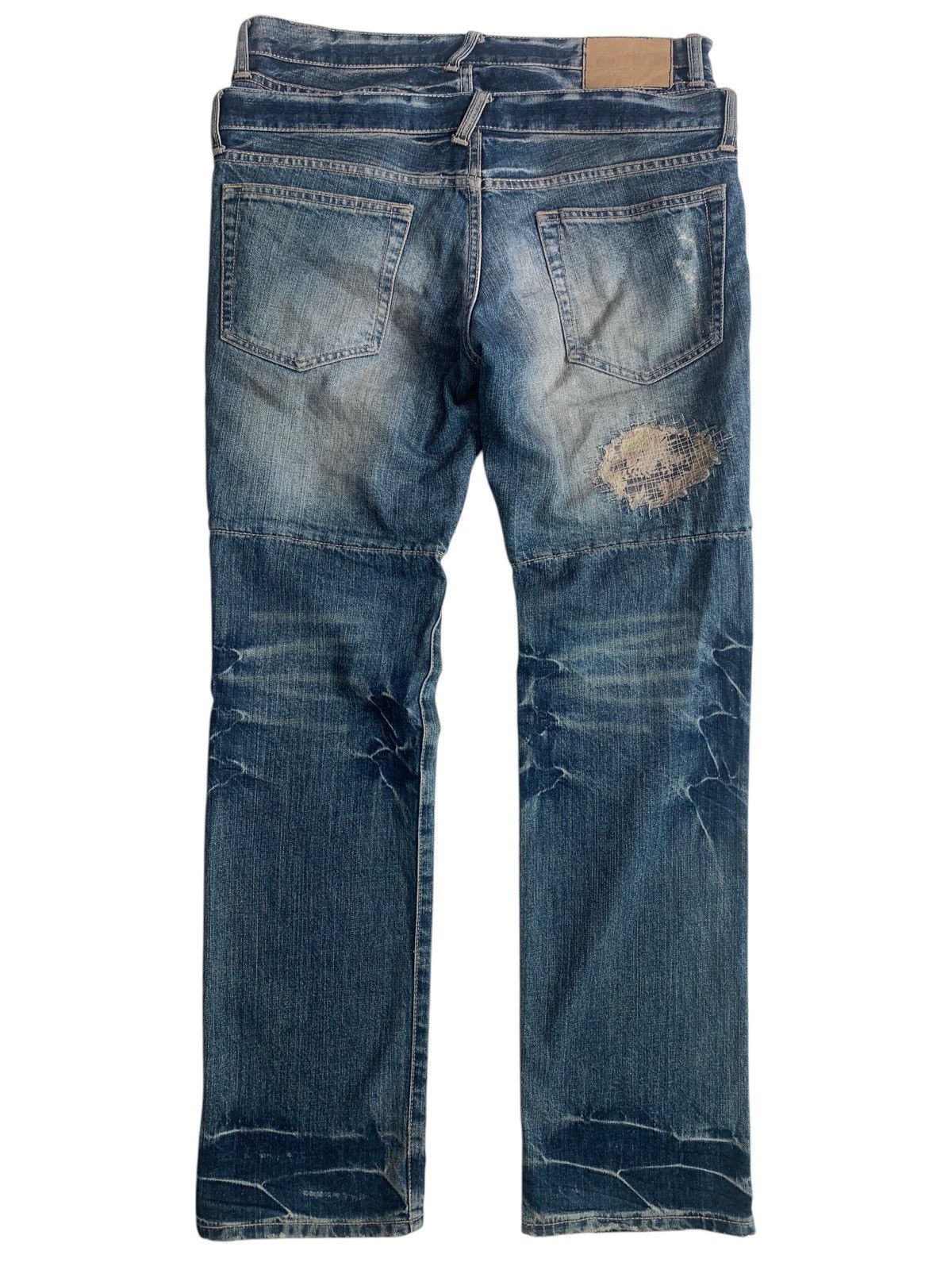Japanese Brand PPFM Double Waist Distressed Washed Denim Size US 34 / EU 50 - 8 Thumbnail