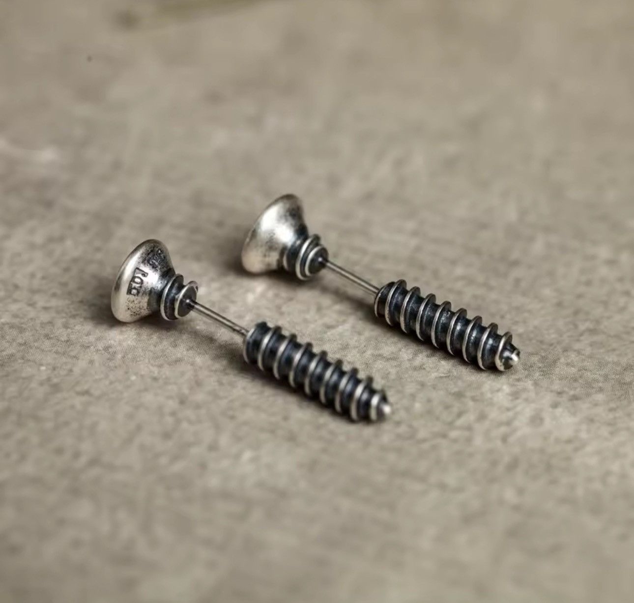 Sterling Silver 925 Sterling Silver Punk Hiphop Style Screw Stud Earrings Size ONE SIZE - 3 Thumbnail