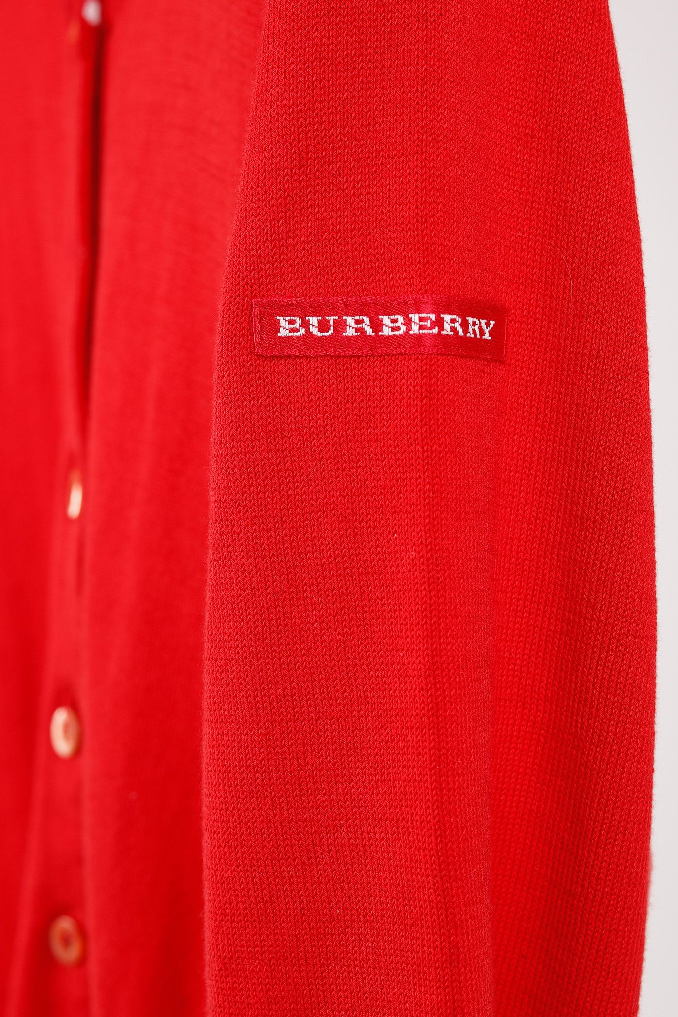 Burberry Burberry Golf Check Trim Red Cotton Cardigan Size XS / US 0-2 / IT 36-38 - 6 Thumbnail