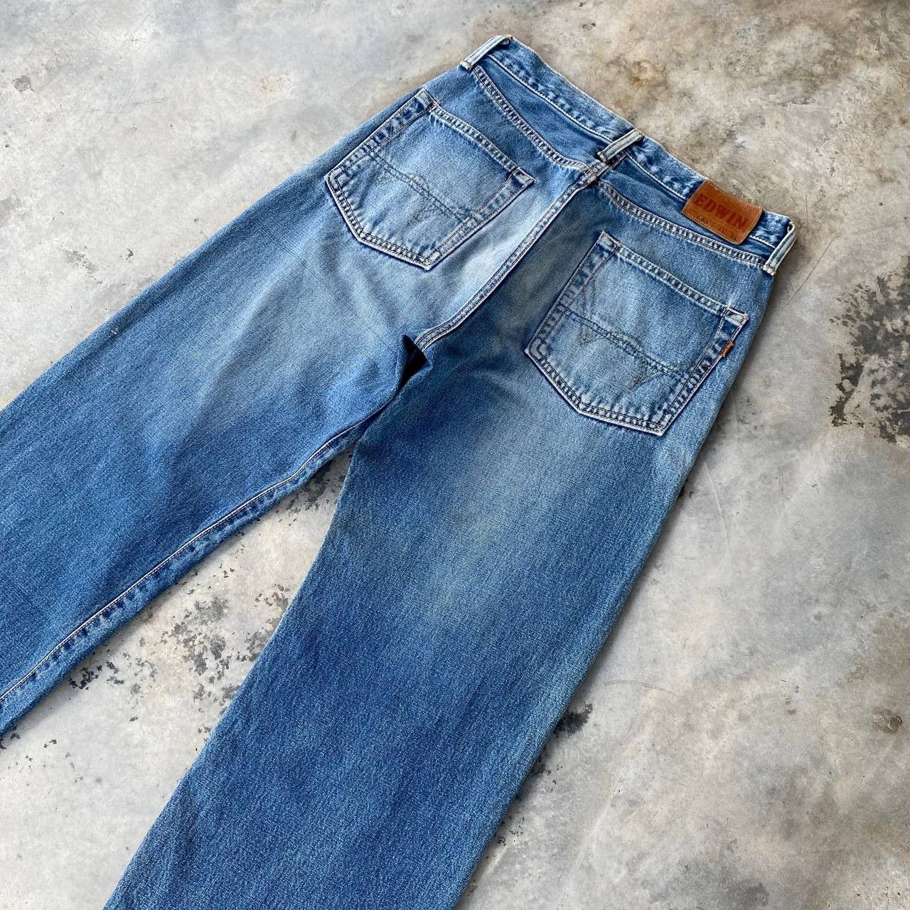 Edwin VTG 90S EDWIN 505 REDLINE GRUNGE BLUEWASH DISTRESSED DENIM Size US 29 - 13 Thumbnail