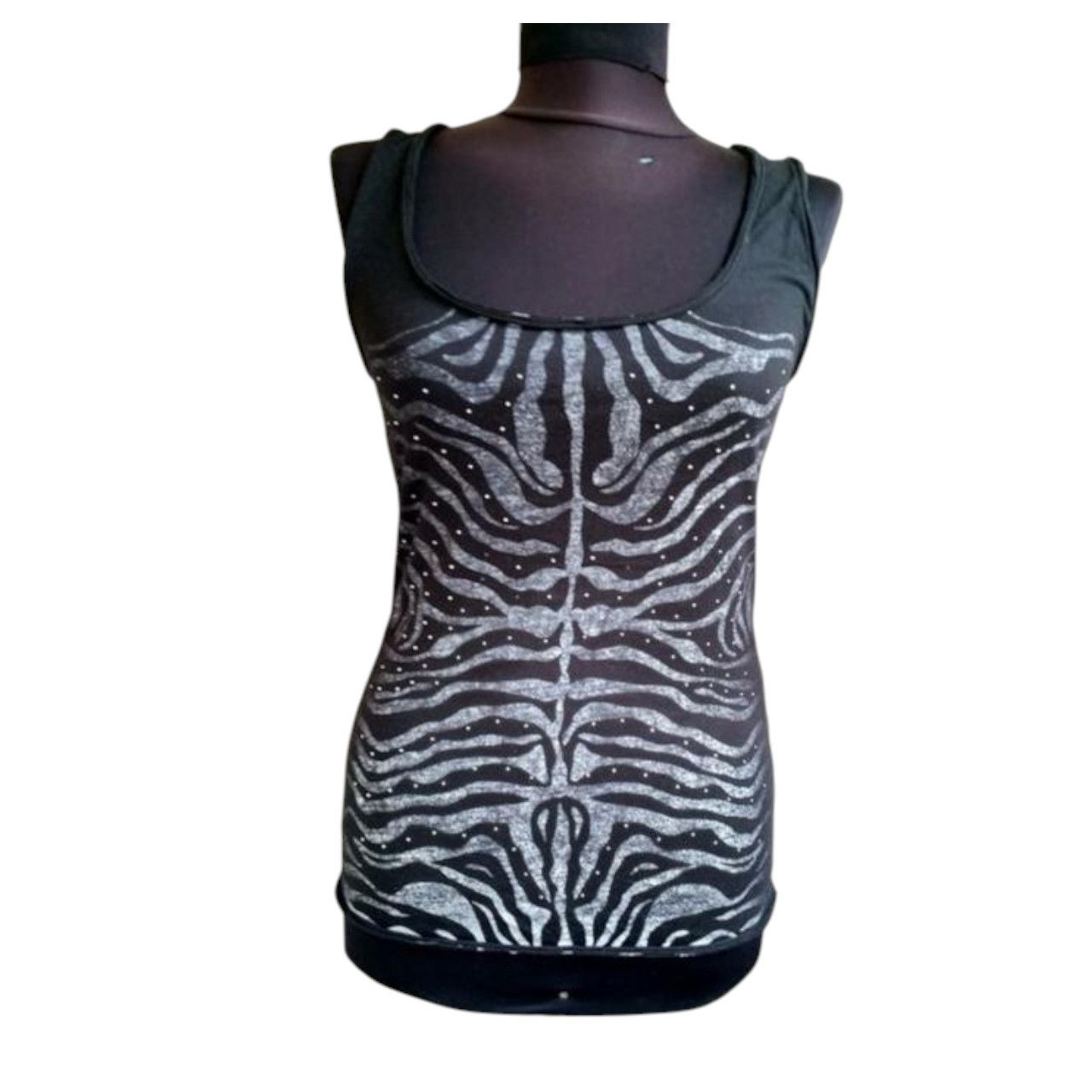 Morgan De Toi Morgan De Toi Black tank top zepra print sz S Size S / US 4 / IT 40 - 1 Thumbnail