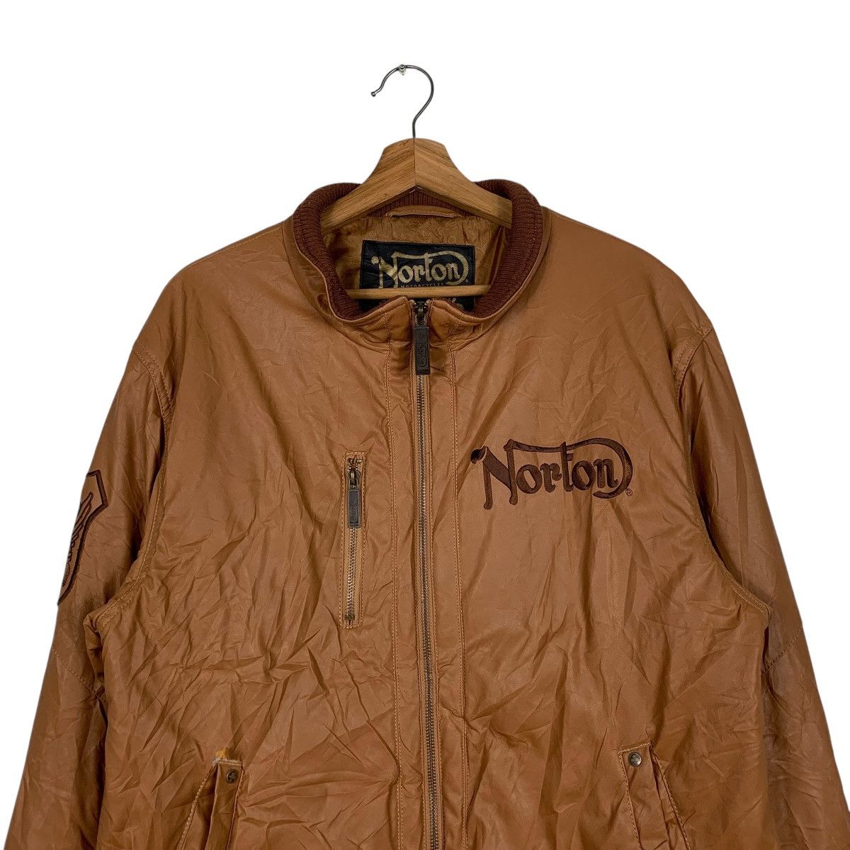 Japanese Brand Norton Motorcycle Riding Synthetic Leather Jacket Size US XXL / EU 58 / 5 - 2 Thumbnail