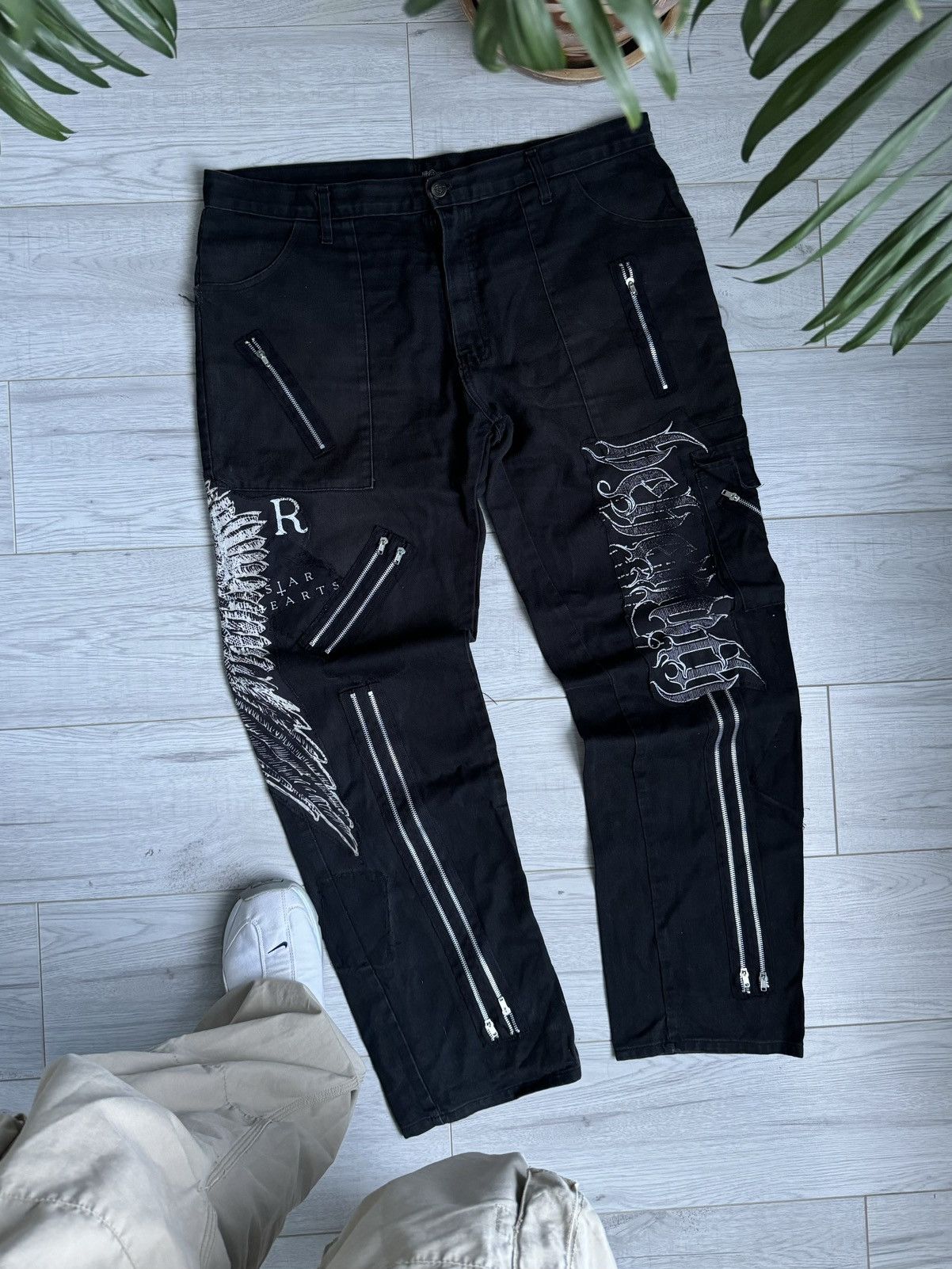 Designer × Japanese Brand × Vintage Vintage Multi Zip baggy Rap pants Tiger logo Size US 38 / EU 54 - 1 Thumbnail