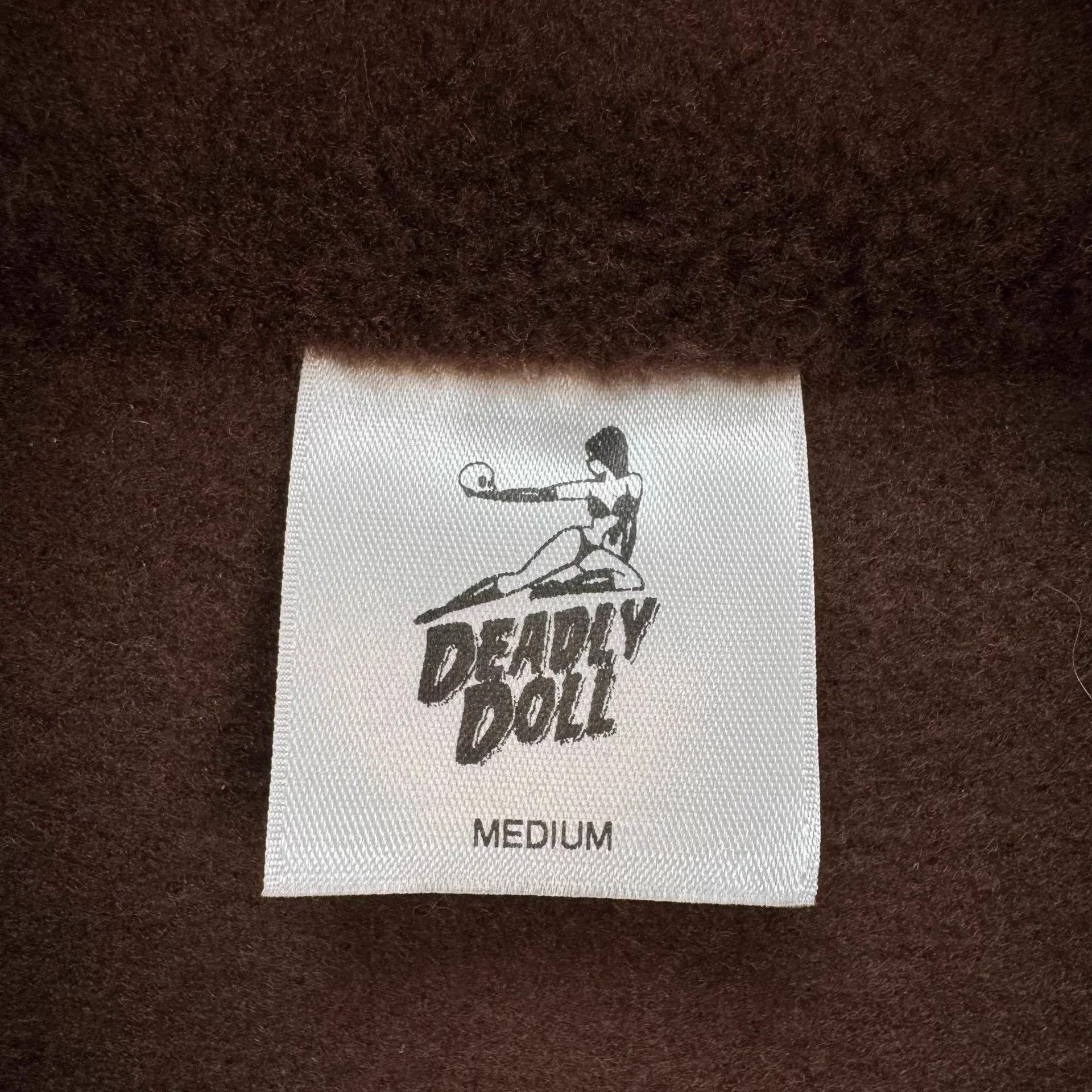 Deadly Doll Deadly Doll Brown Embroidered Fleece Half-Zip Hoodie M New Size US M / EU 48-50 / 2 - 5 Thumbnail