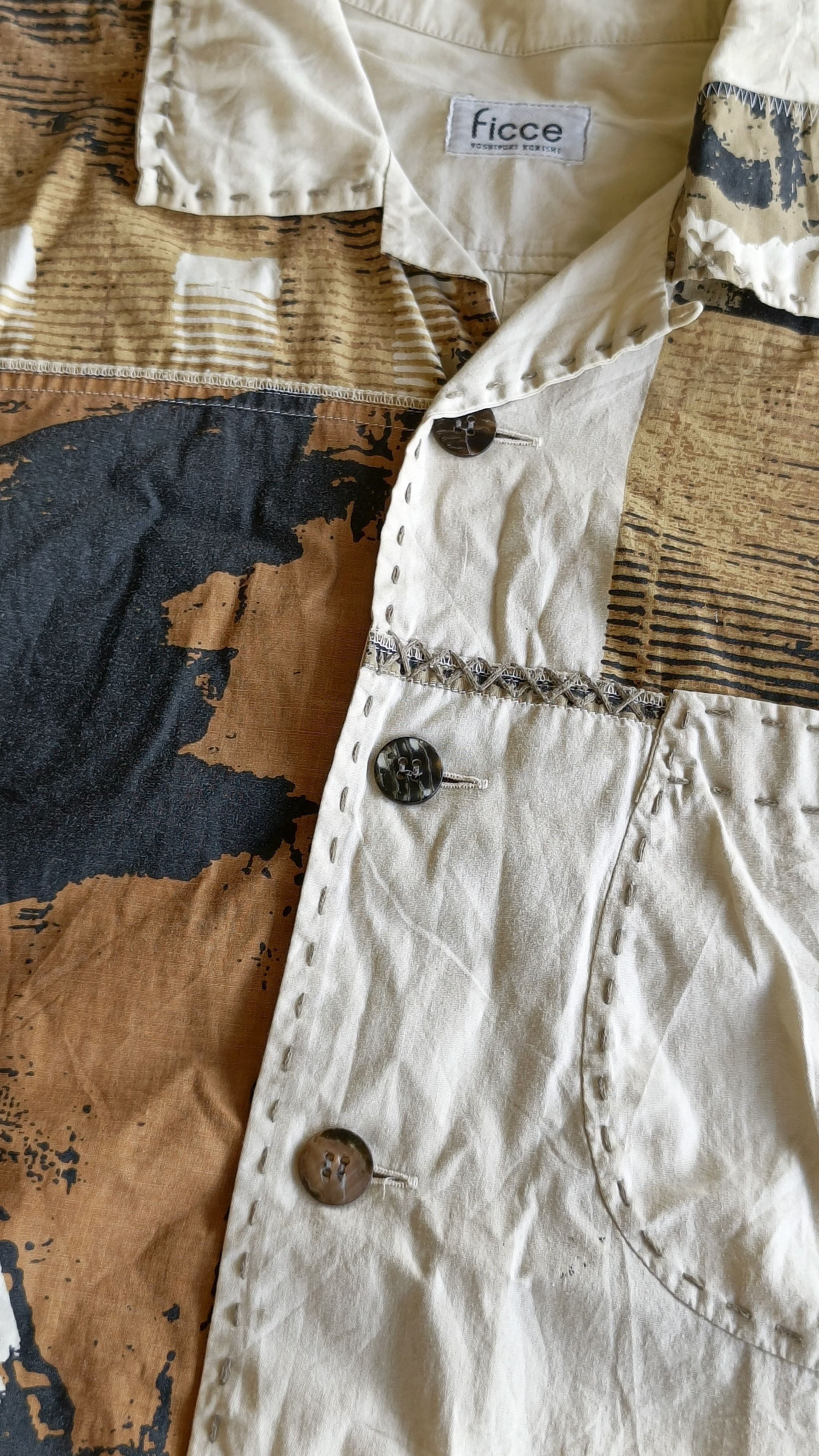 Vintage Vintage Ficce Yoshiyuki Konishi Handmade Patchwork Shirt Size US XL / EU 56 / 4 - 4 Thumbnail